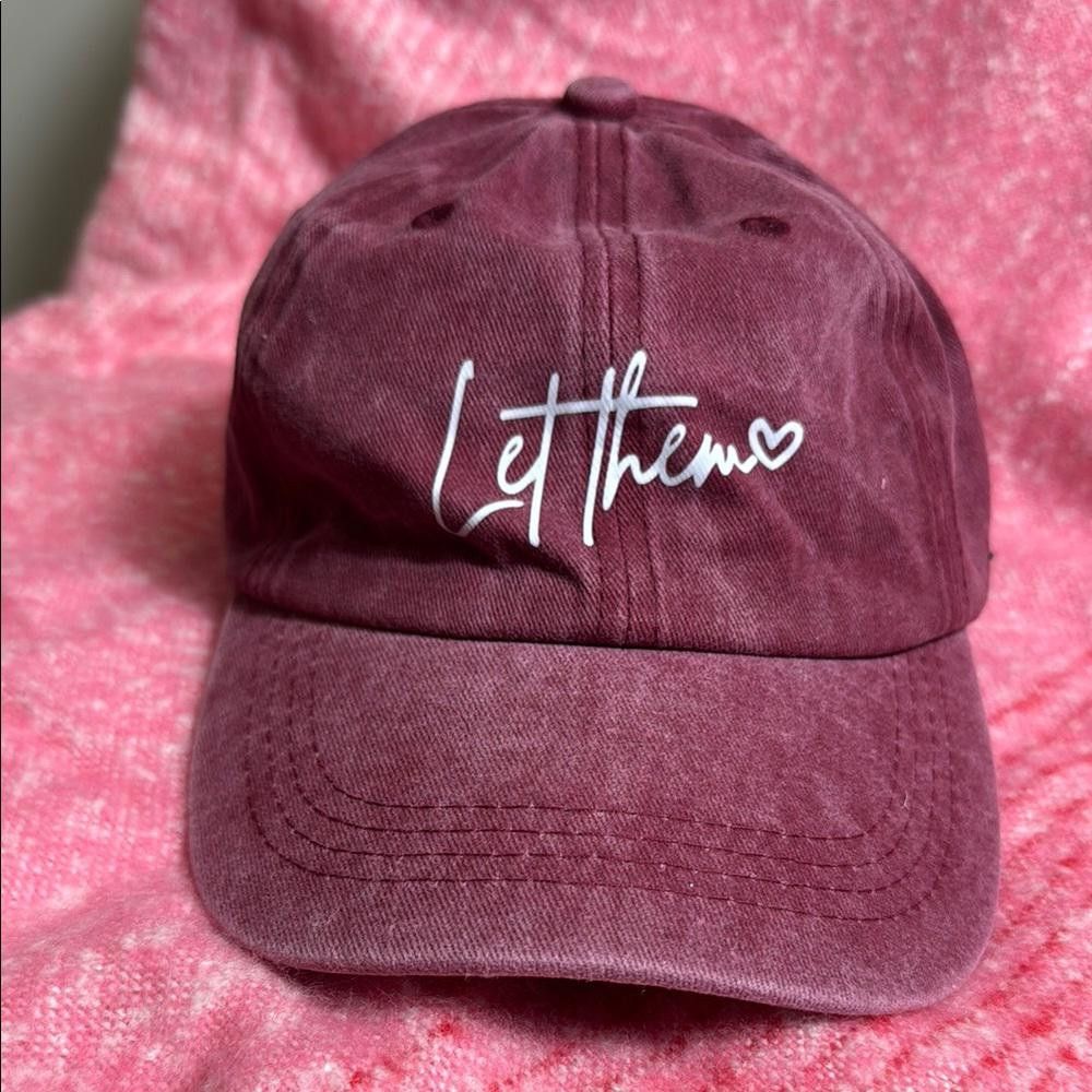 Designer Pink Baseball Cap with 'Let Them' Print Size ONE SIZE - 2 Thumbnail