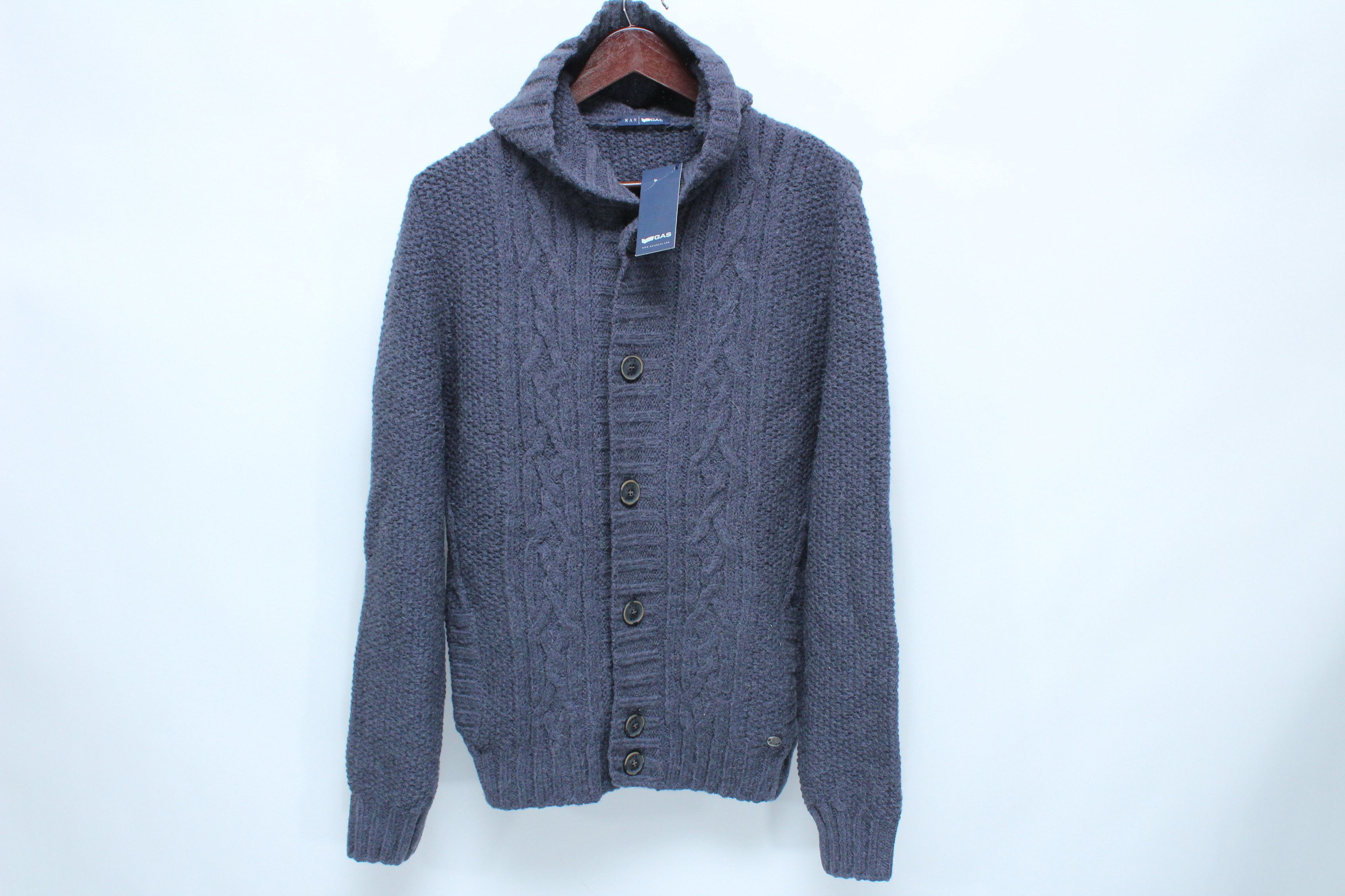 image of Gas Rihan Cardigan Sweater Wool Mens Size L New Vintage