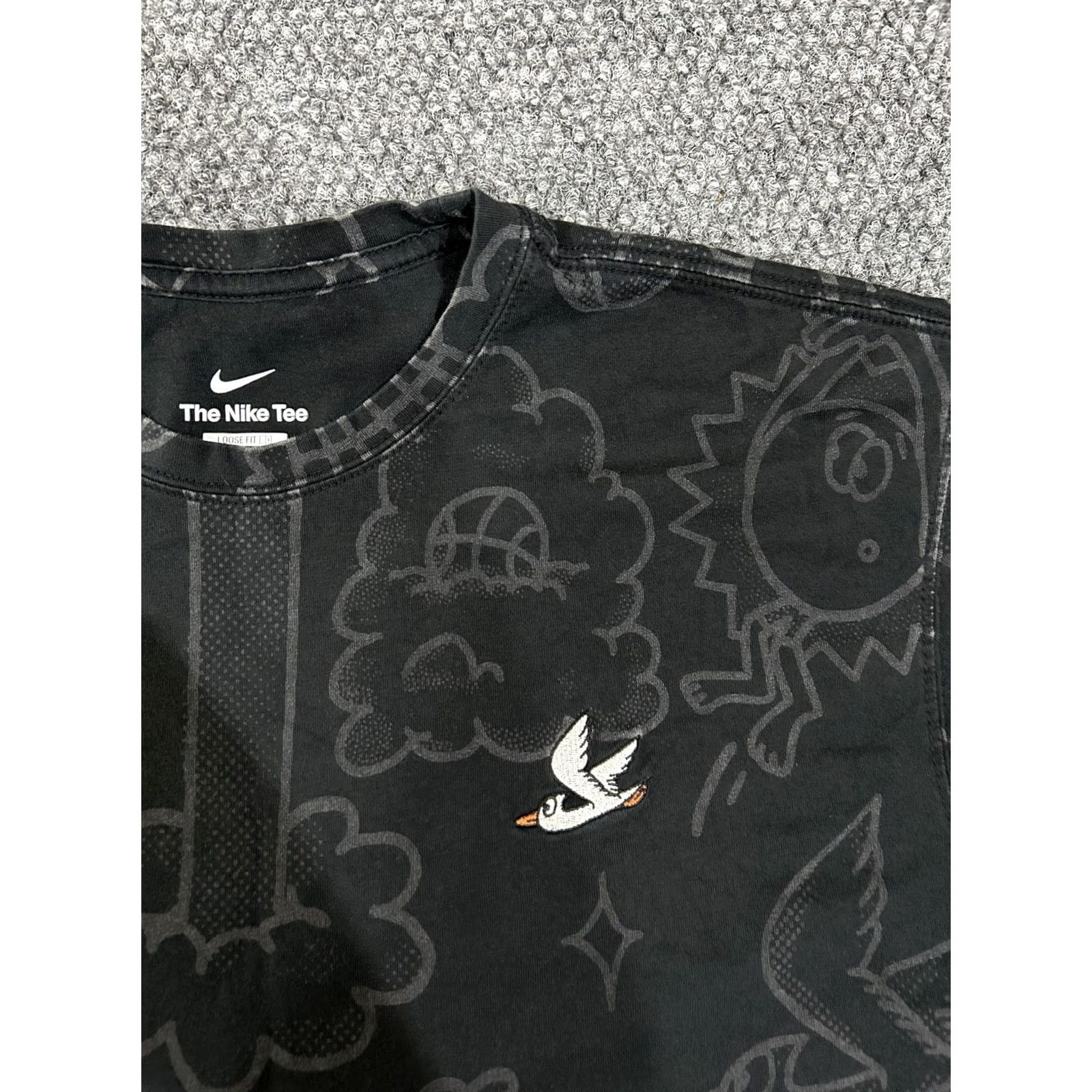 Nike Nike Shirt Mens Small Black Loose Fit Just Do It Doodle Basketball Graphic Tee Size US S / EU 44-46 / 1 - 3 Thumbnail