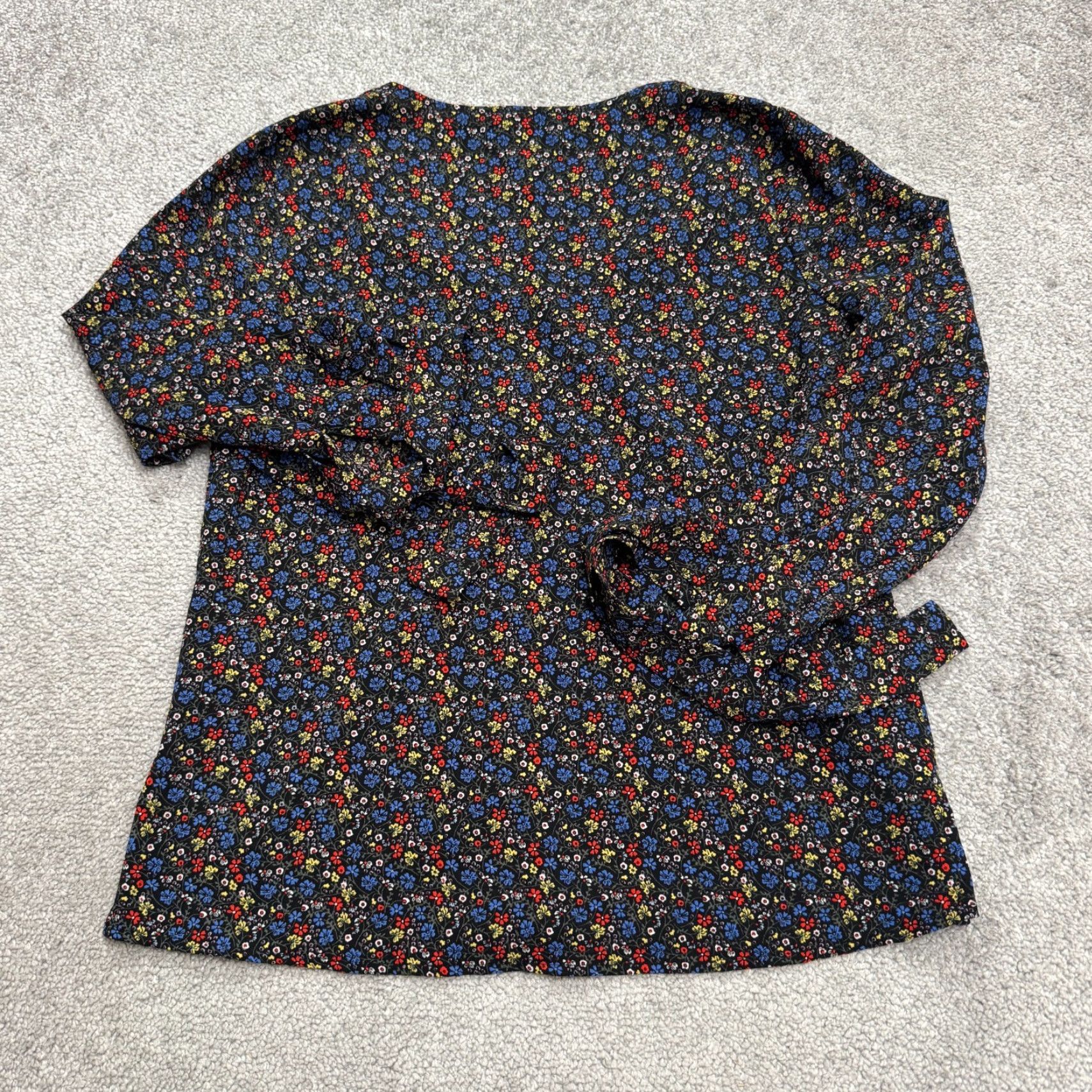 Vintage CeCe Blouse Womens XXS Black Multi Casual Boho V-Neck Long Sleeve Floral NWT Size XXS / US 00 / IT 34 - 2 Thumbnail