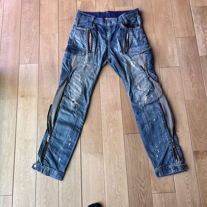 Japanese Brand PPFM y2k Grunge Straight Denim Chuck Gimmick Pants