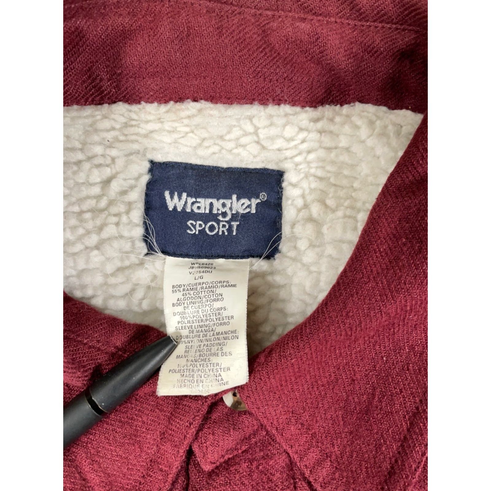 Wrangler Wrangler Jacket Men Large Dark Red Sherpa Lined Twill Shirt Heavy Shacket Size US L / EU 52-54 / 3 - 3 Thumbnail