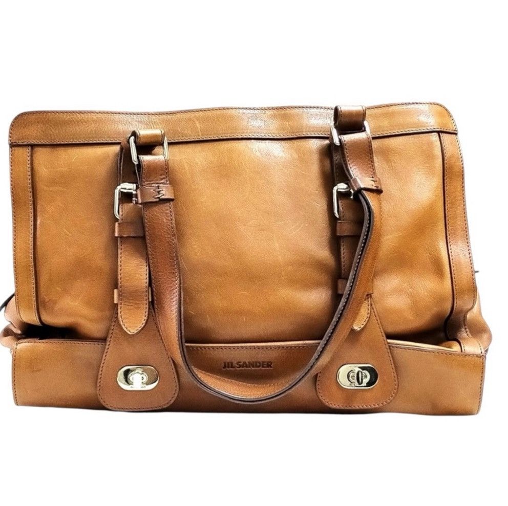 Jil Sander Jil Sander Made in Italy Tan Leather Structured Tote Bag‎ Size ONE SIZE - 1 Thumbnail