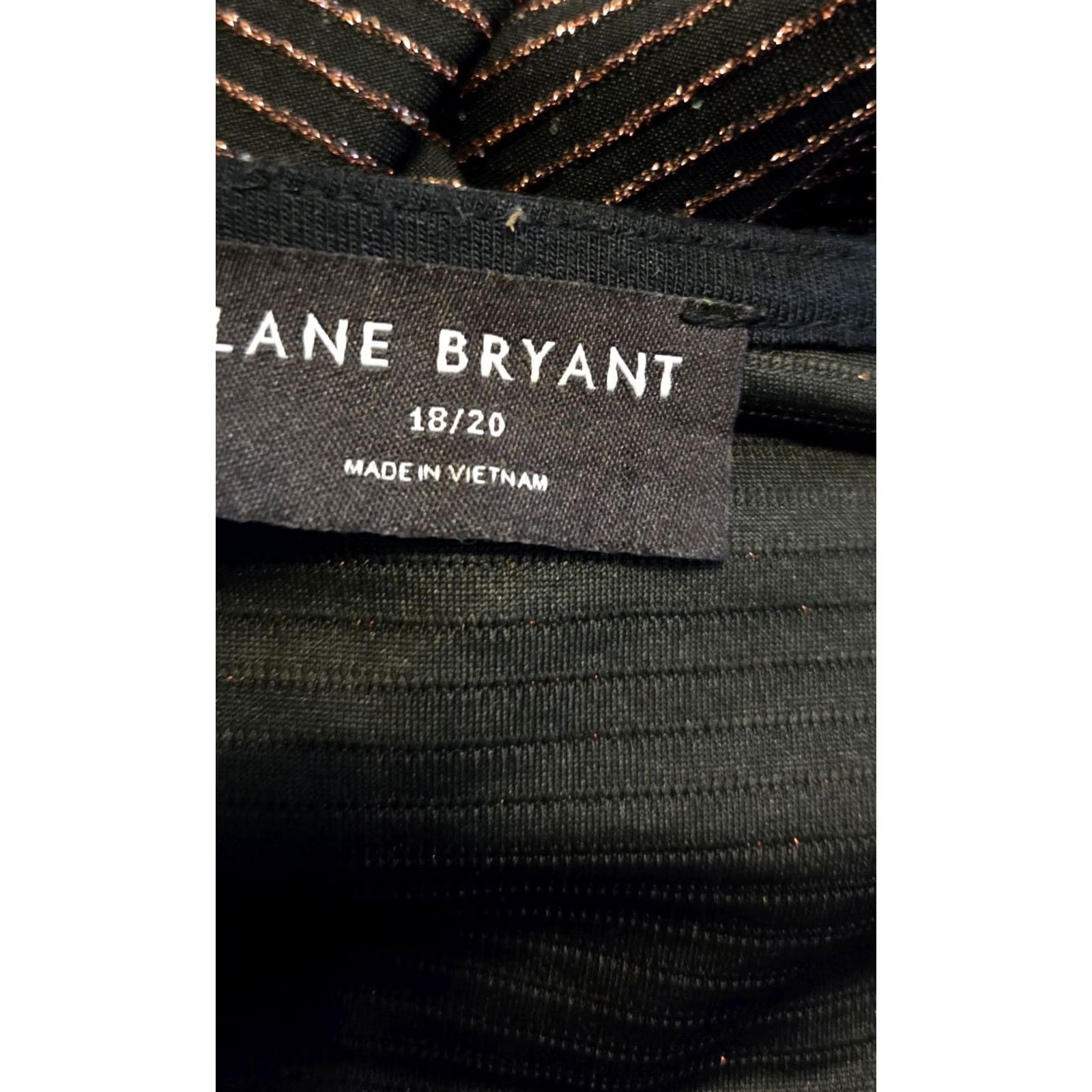 Vintage Lane Bryant Black Copper Textured Stripe Wrap Style Fitted Waist Top 18 20 Women Plus Size XXL / US 16-18 / IT 52-54 - 3 Thumbnail
