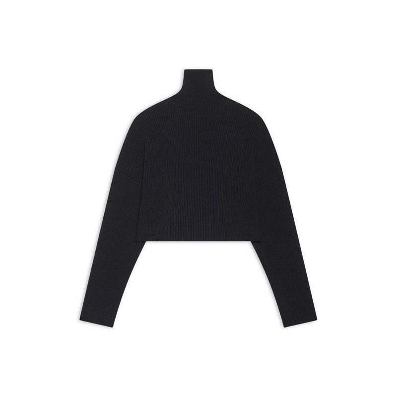 Balenciaga o1bcso1str0326 Cropped Sweater in Black Size M / US 6-8 / IT 42-44 - 6 Thumbnail