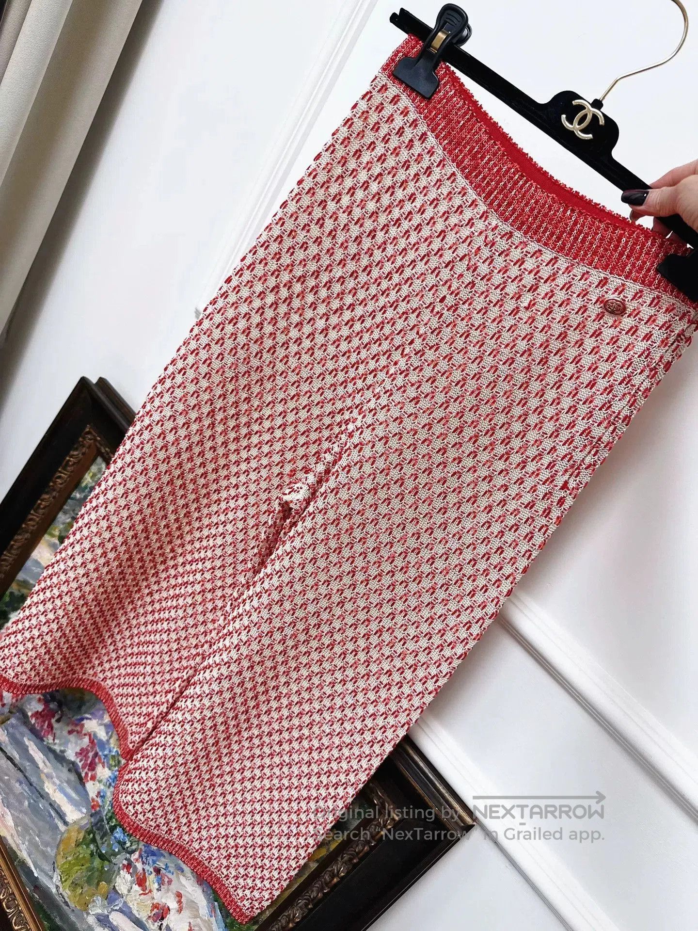 Chanel red and white woven wide-leg pants. Size US 34 / EU 50 - 3 Thumbnail