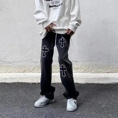 Japanese Brand × Jean Street hip hop cross print jeans Size US 32 / EU 48 - 3 Thumbnail