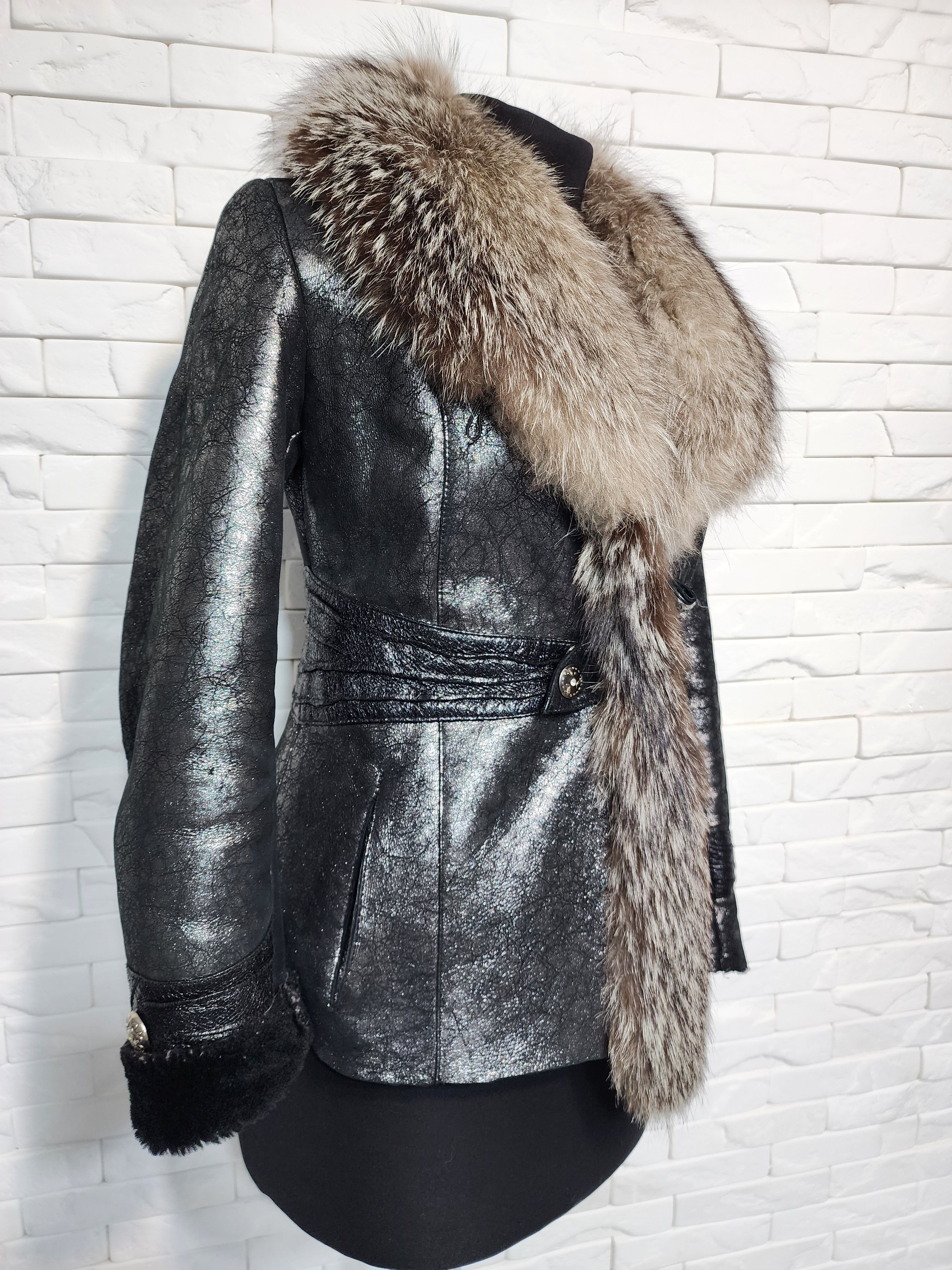Uniqlo Gray Sheepskin Coat: Women's Fur Collar Winter Coat Size S / US 4 / IT 40 - 3 Thumbnail