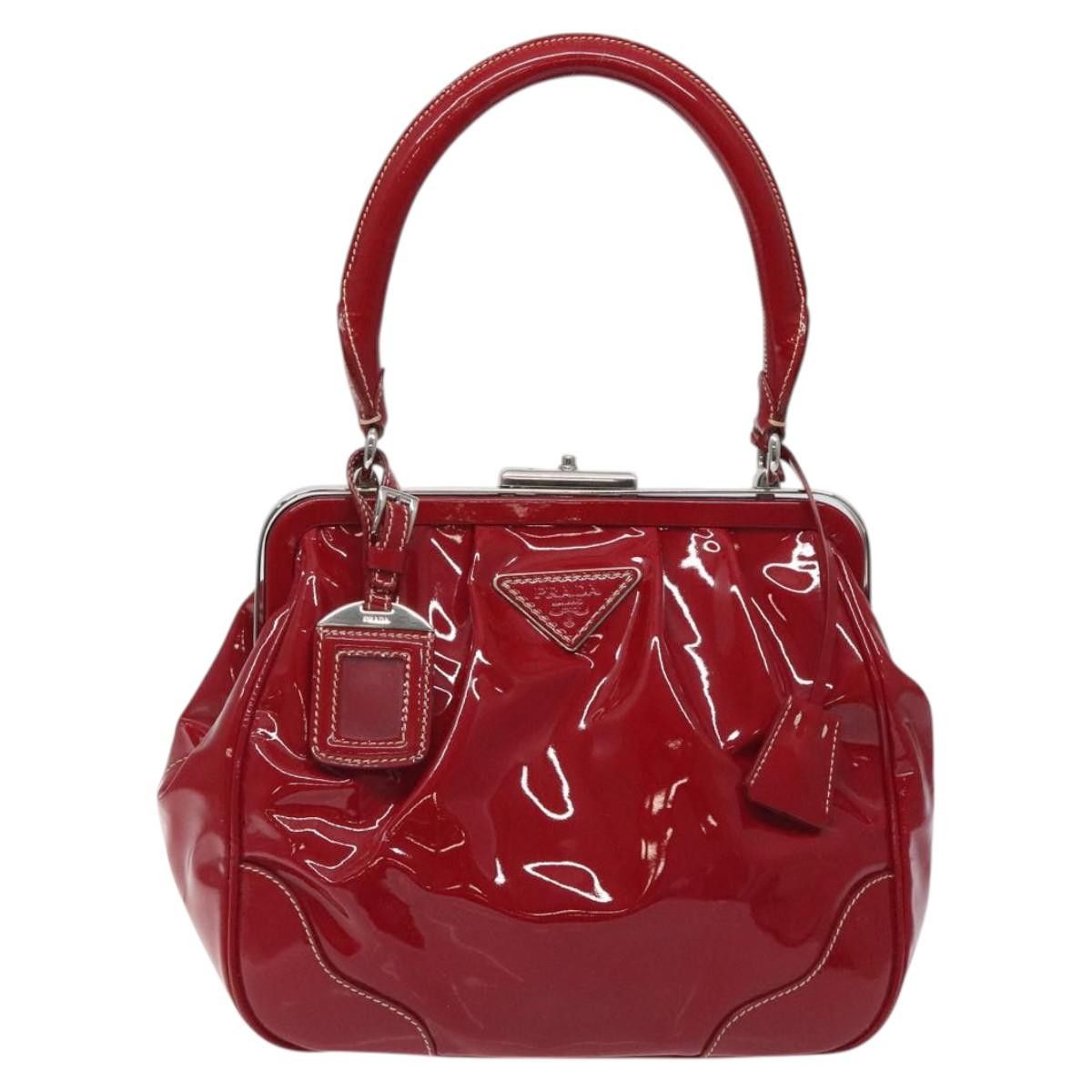 Prada PRADA Hand Bag Enamel Red Silver Size ONE SIZE - 2 Thumbnail
