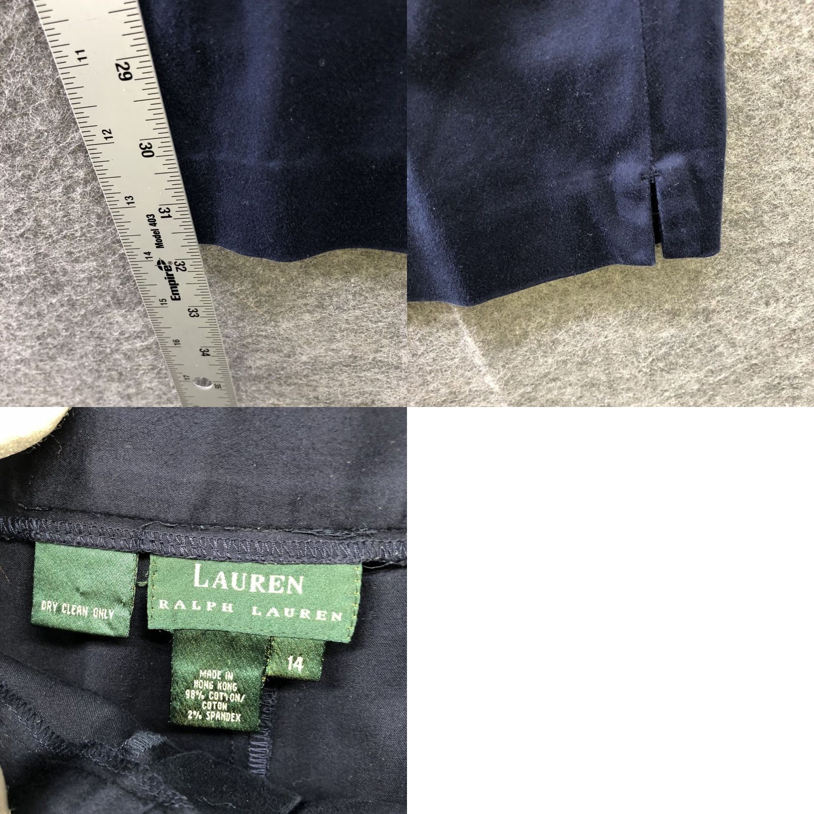 Uniqlo VINTAGE Ralph Lauren Women’s Dress Pants Size 14 Dark Navy Blue Straight Flat Front Twill Office Workwear Size 36" / US 14 / IT 50 - 8 Thumbnail