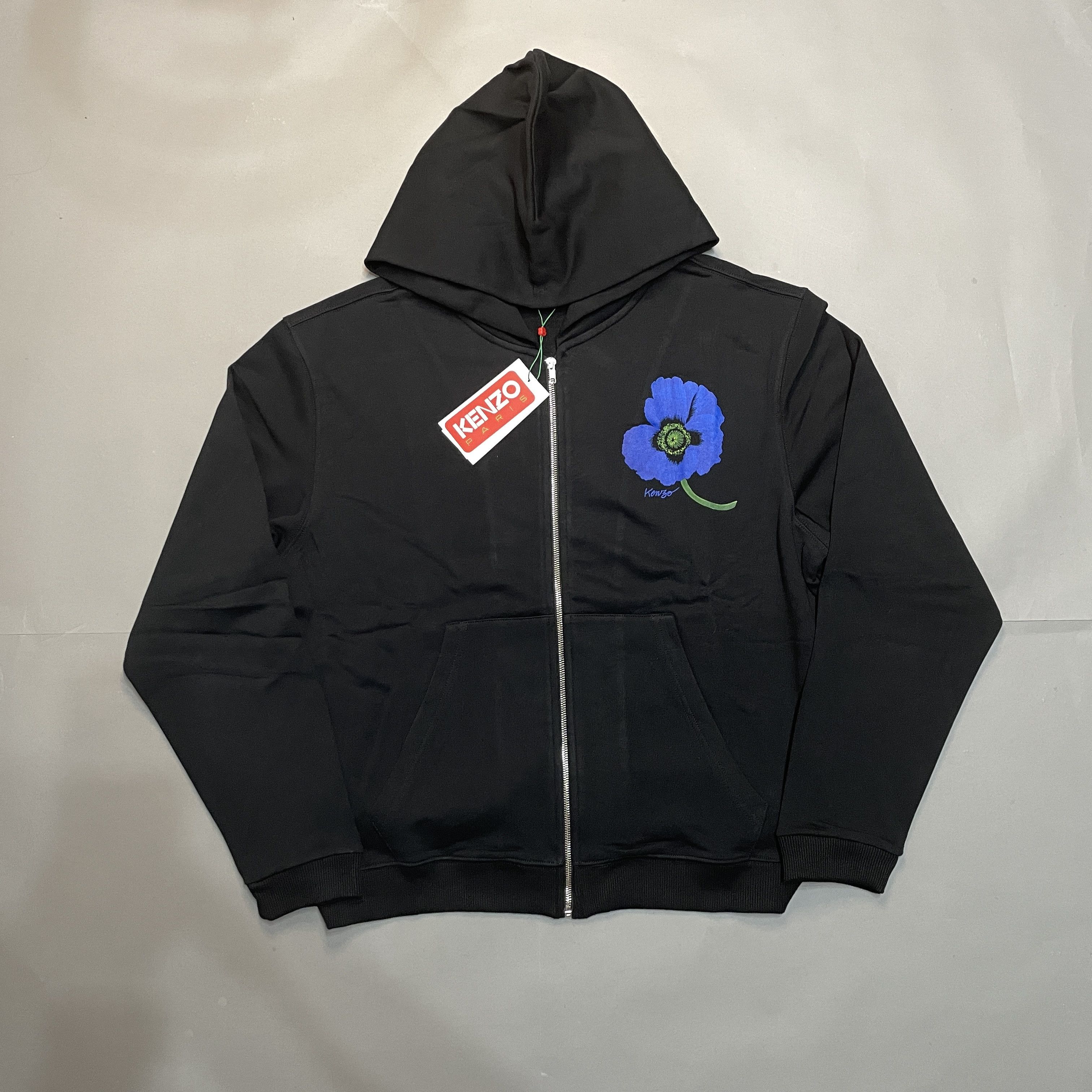 image of New Kenzo Poppy Seed Zip Hoodie S in Black, Men's (Size Small)