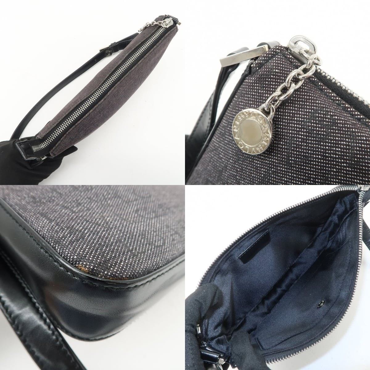 Bvlgari Bvlgari Logo Mania Canvas & Leather Shoulder Bag Black Size ONE SIZE - 6 Thumbnail