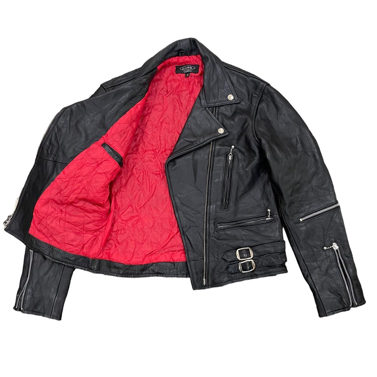 Genuine Leather × Vintage Horn Work Genuine Leather Punk Motorcycle Bikers Jacket Size M / US 6-8 / IT 42-44 - 8 Thumbnail