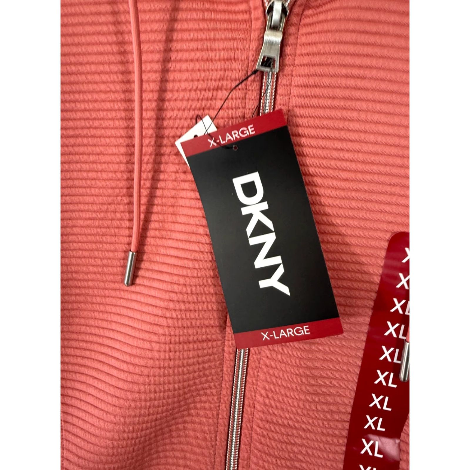 DKNY DKNY Hoodie Womens XL Full Zip Outdoor NWT Pink Rose Ribbed Long Sleeve Bag? Size XL / US 12-14 / IT 48-50 - 5 Thumbnail