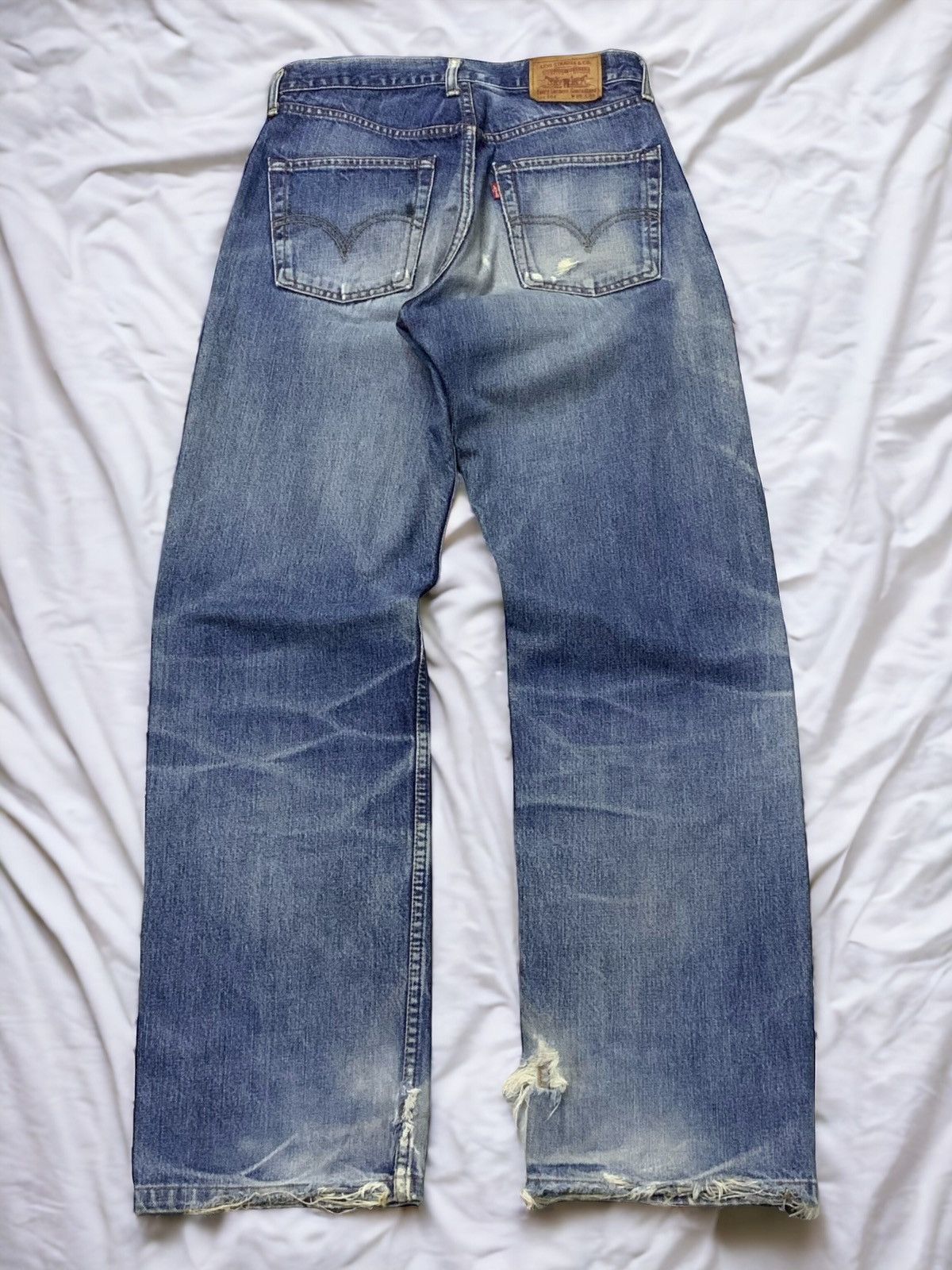 Levi's × Vintage Vintage Levis 504 Selvedge Baggy Cut Distressed Jeans Size US 30 / EU 46 - 3 Thumbnail