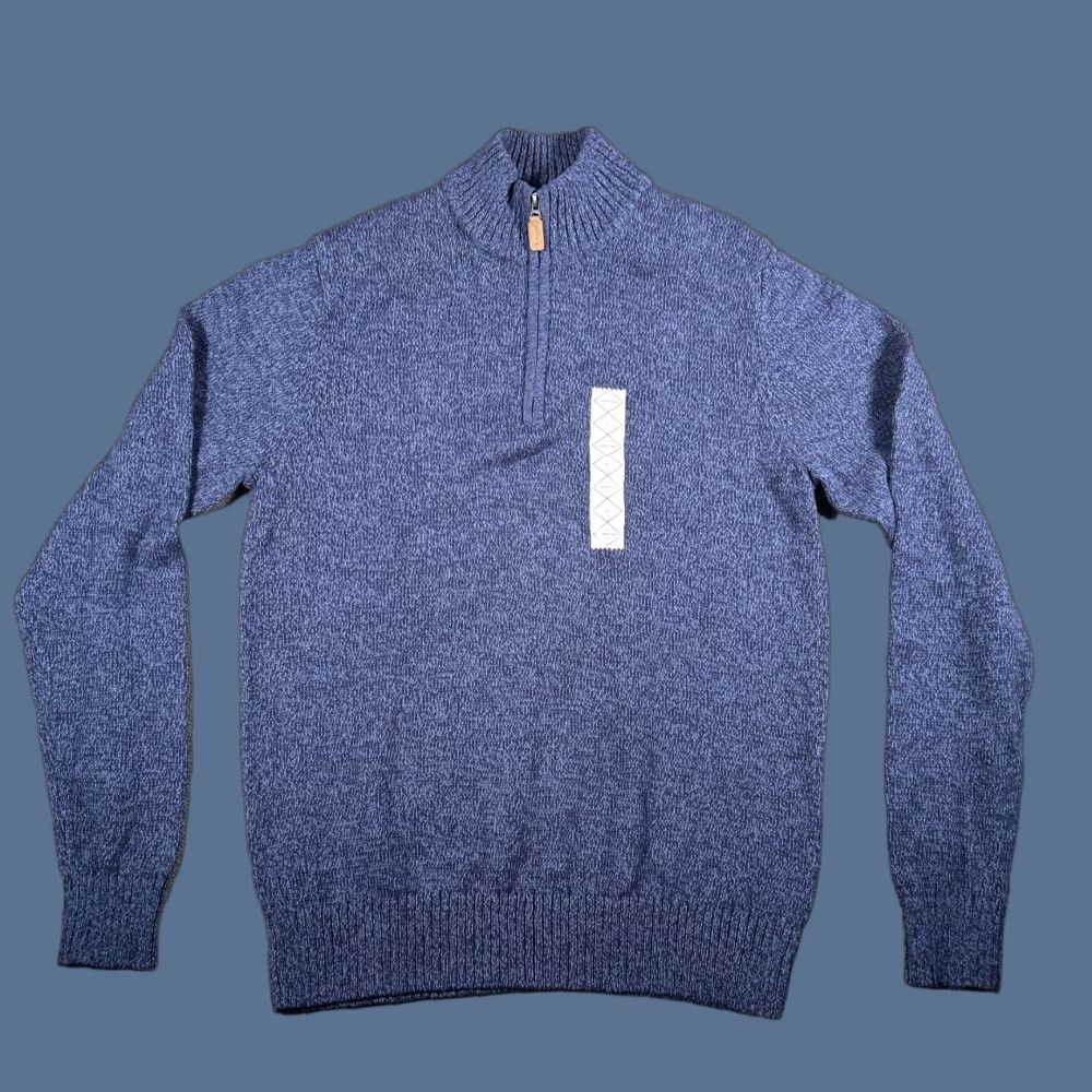 Vintage St Johns Bay Sweater L Blue Eclipse Quarter Zip Zip Neck Men Large Pullover Size US L / EU 52-54 / 3 - 1 Thumbnail