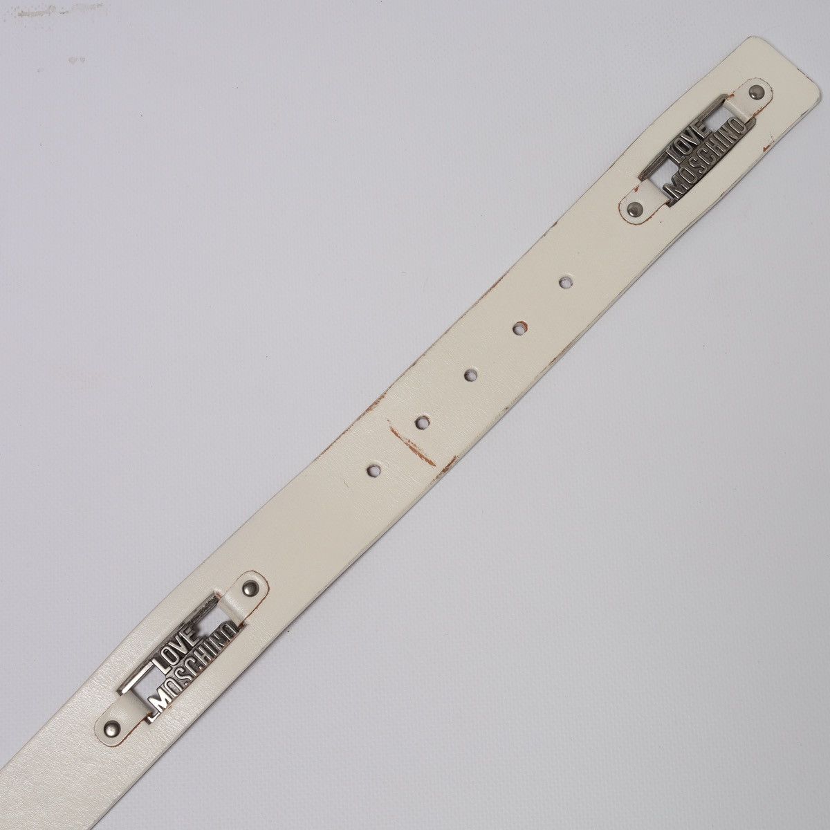 Love Moschino Love Moschino Cow Leather White Belt Metal Logo Size ONE SIZE - 5 Thumbnail
