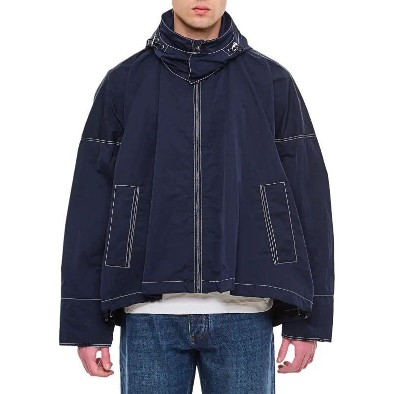 Bottega Veneta o1n1vont1224 Hooded Tech Nylon Blouson Jacket in Marine Blue Size US L / EU 52-54 / 3 - 3 Thumbnail