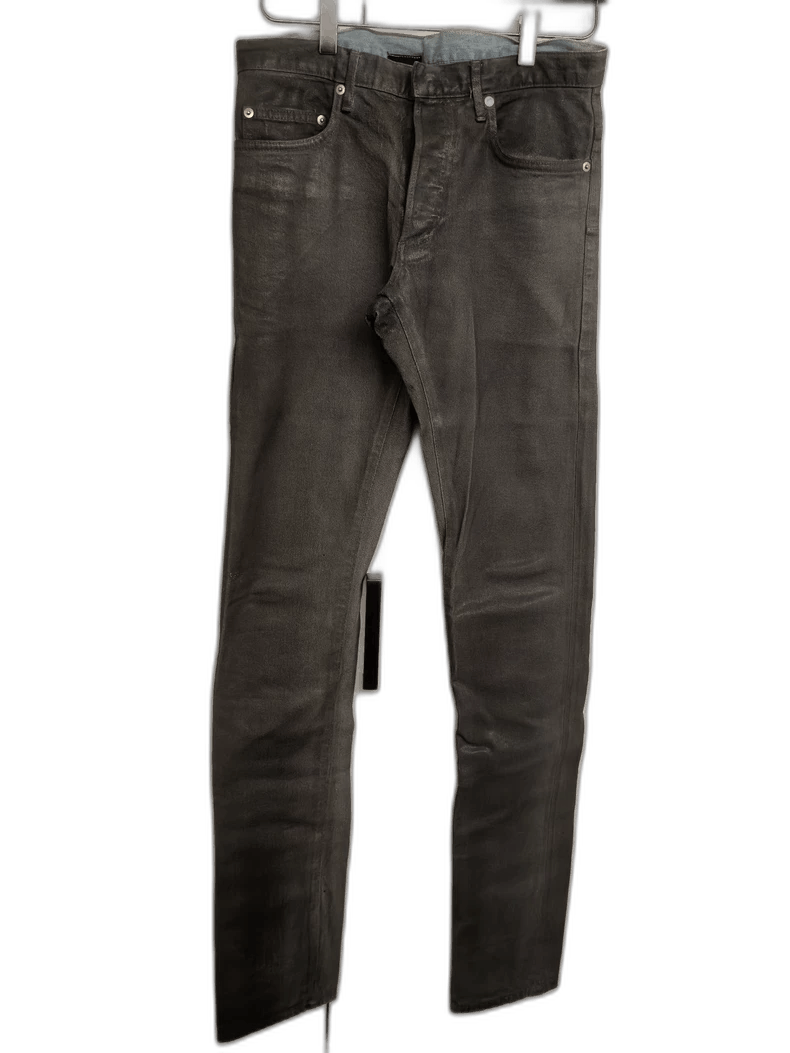 Dior Homme Brush Gray Coated Straight Denim Pants