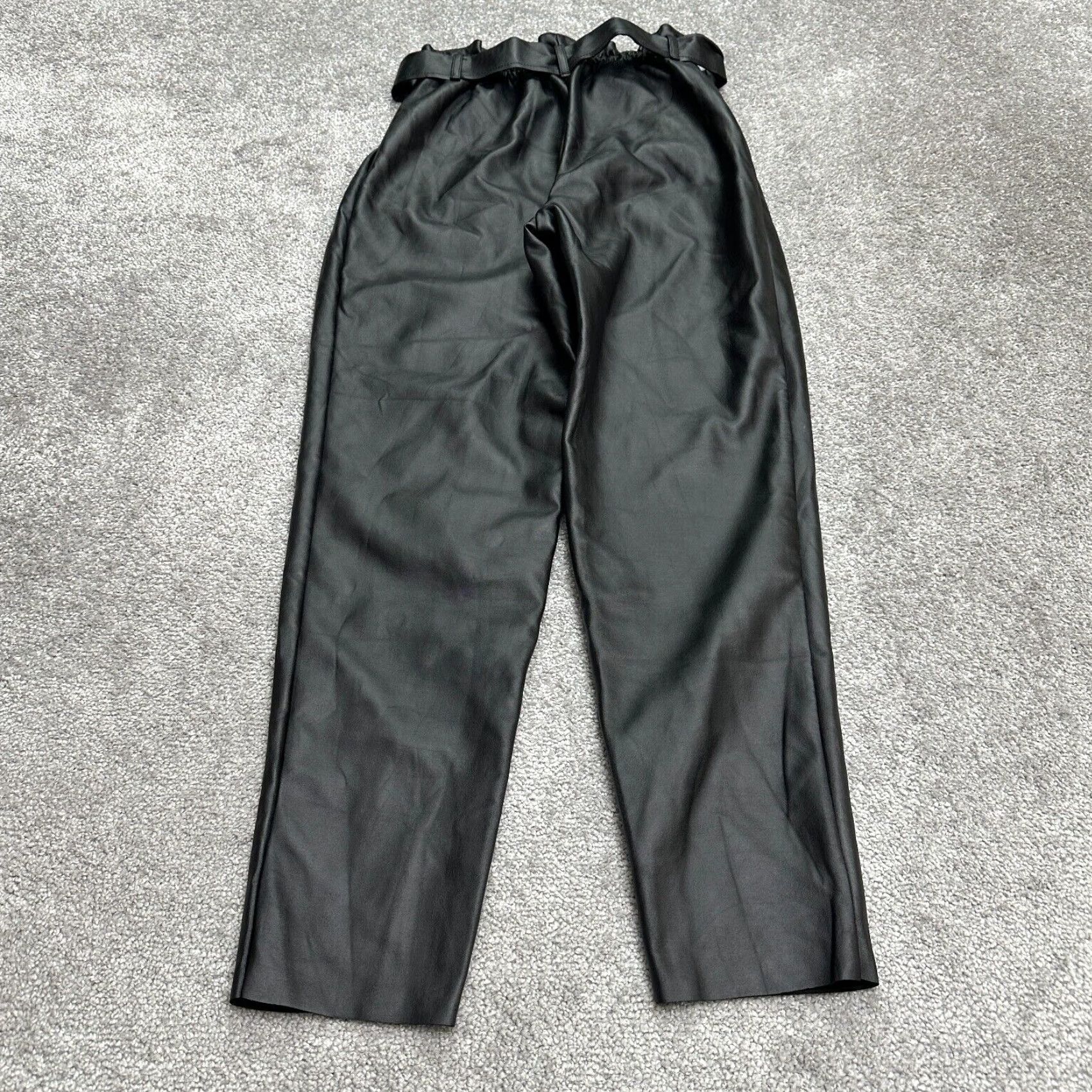 AQUA Aqua Luxe By Bloomingdale's Leather Paperbag Pants Womens Small Black Belt 24x27 Size 28" / US 6 / IT 42 - 2 Thumbnail