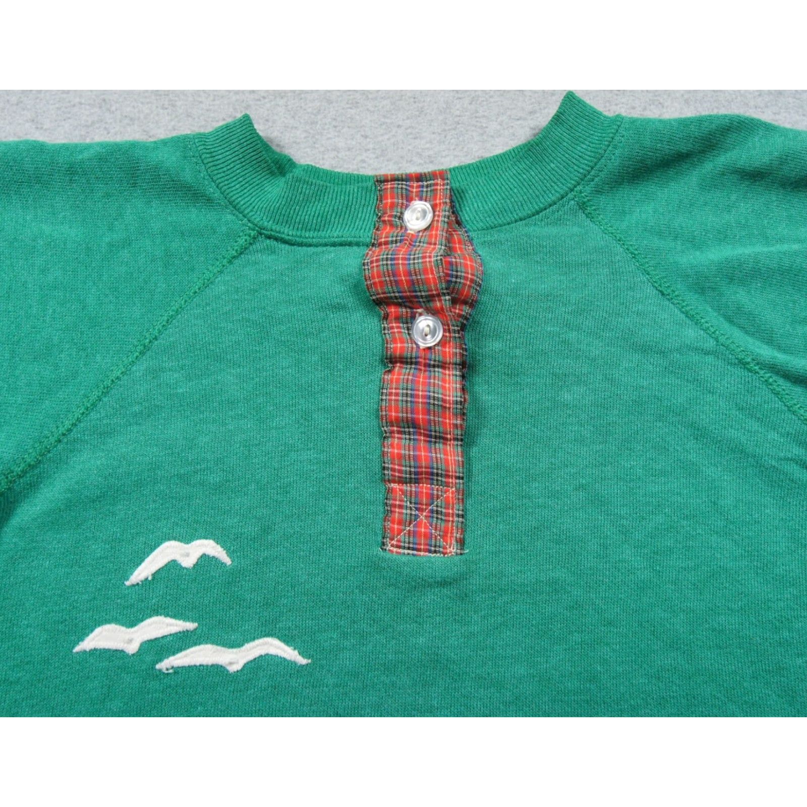Vintage Vintage Raglan Sweatshirt Adult Large Green Crewneck 80s Sweater Patchwork Whale Size US L / EU 52-54 / 3 - 2 Thumbnail