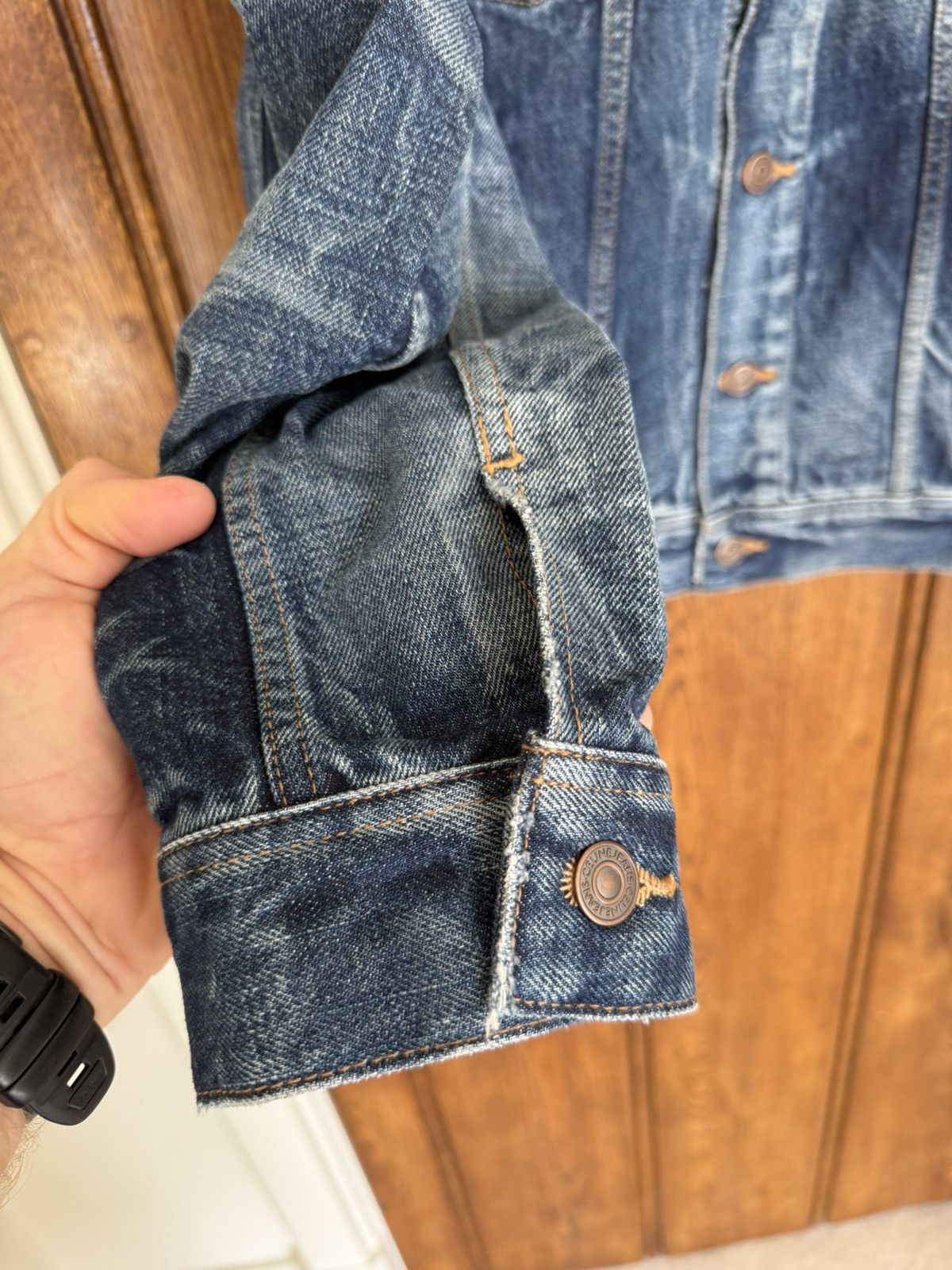 Celine Hedi Slimane denim trucker jacket silk union wash
