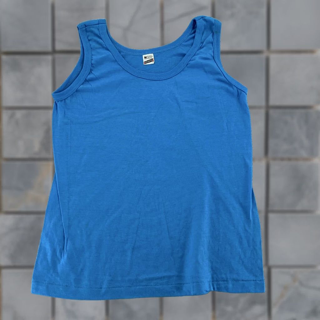 Vintage VINTAGE Screen Stars Tank Top XS Blue Cotton Polyester 50/50 Crew Neck Sleeveless Basic Men Fits XS 80s Size US XS / EU 42 / 0 - 1 Thumbnail
