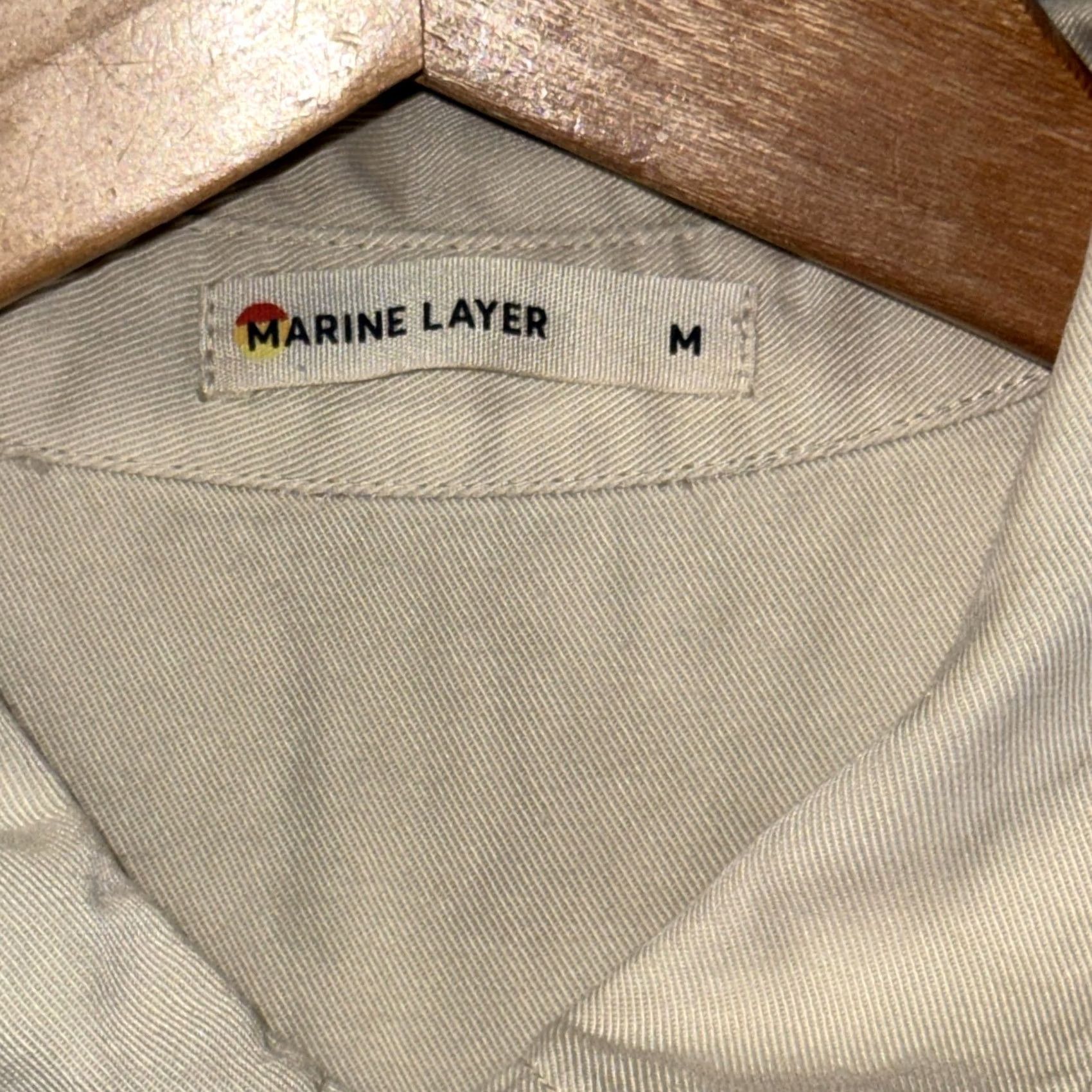 Marine Layer VINTAGE? Marine Layer Jumpsuit Womens Medium Beige Short Sleeve Button Front Utility Size 32" / US 10 / IT 46 - 6 Thumbnail