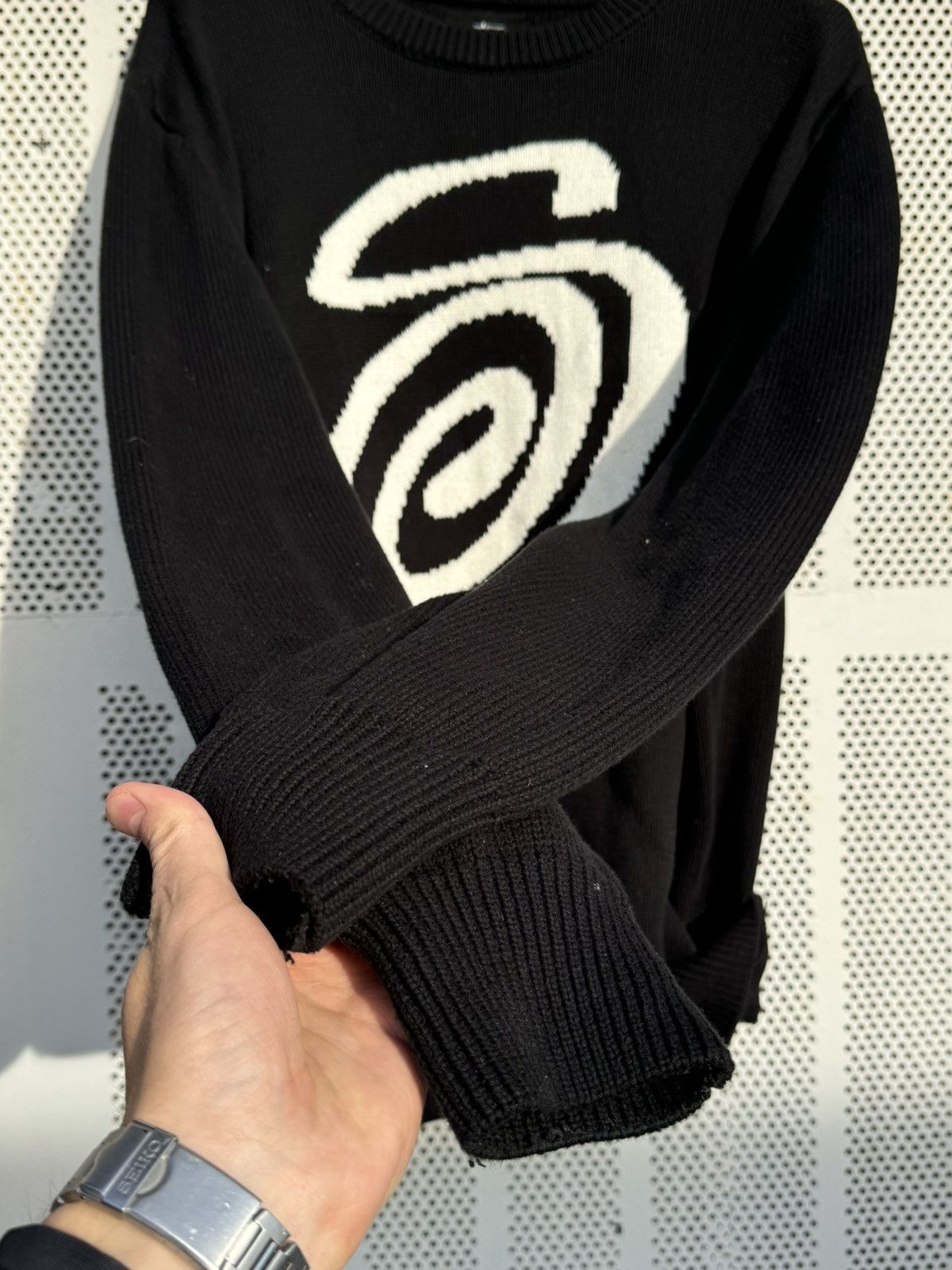 Japanese Brand × Stussy Stussy Knit Sweater Black Big Logo Men’s Size XL Size US XL / EU 56 / 4 - 8 Thumbnail