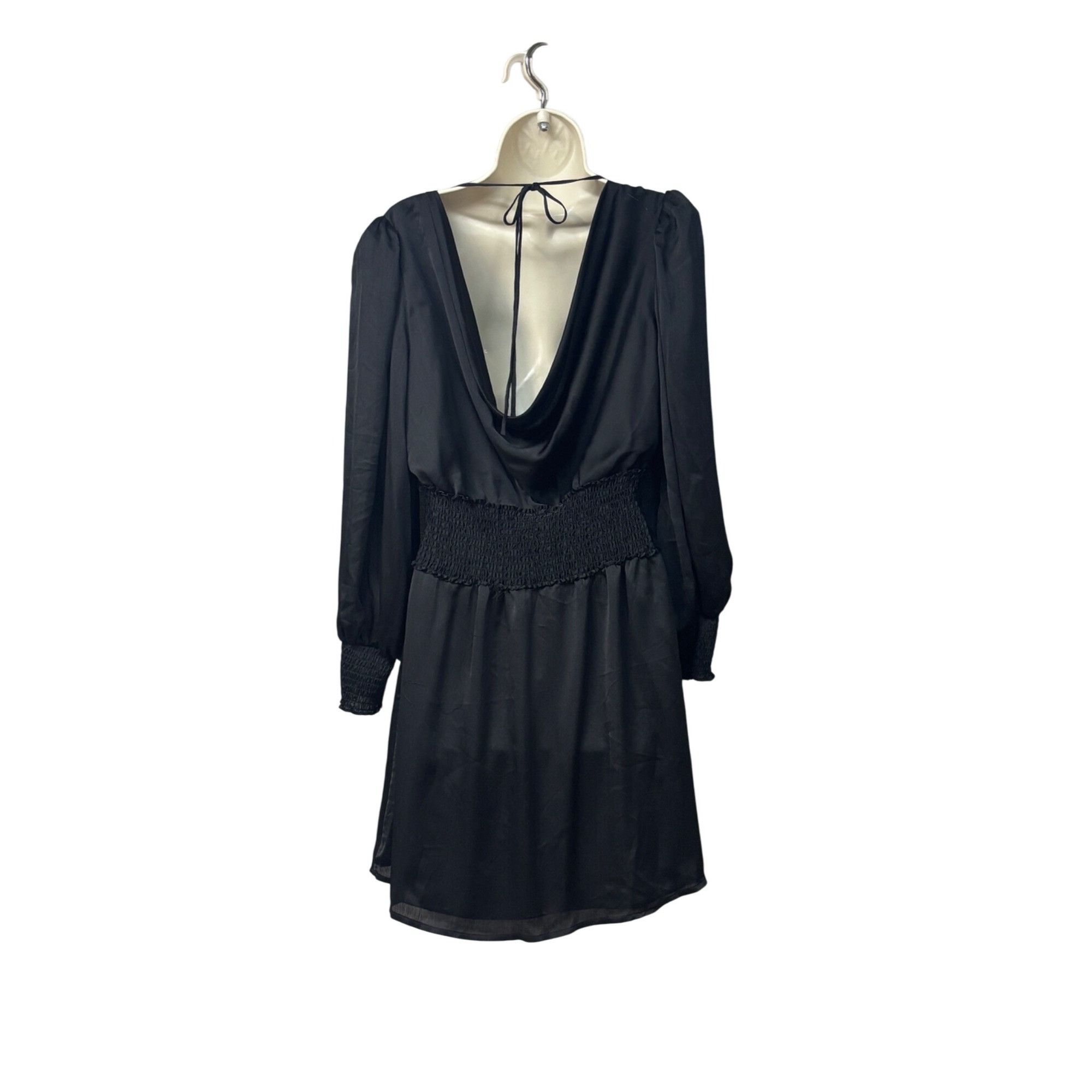 Other LEYDEN Womens Black SatinSmocked Cowl-Back Dress, Black, M Size M / US 6-8 / IT 42-44 - 6 Thumbnail