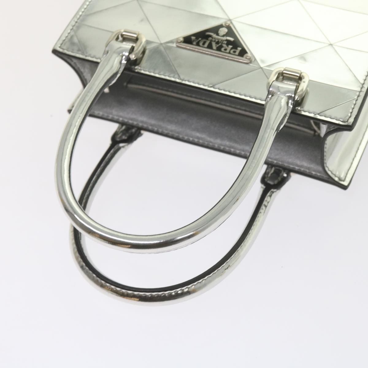 Prada PRADA Hand Bag Metallic Leather Silver Size ONE SIZE - 7 Thumbnail