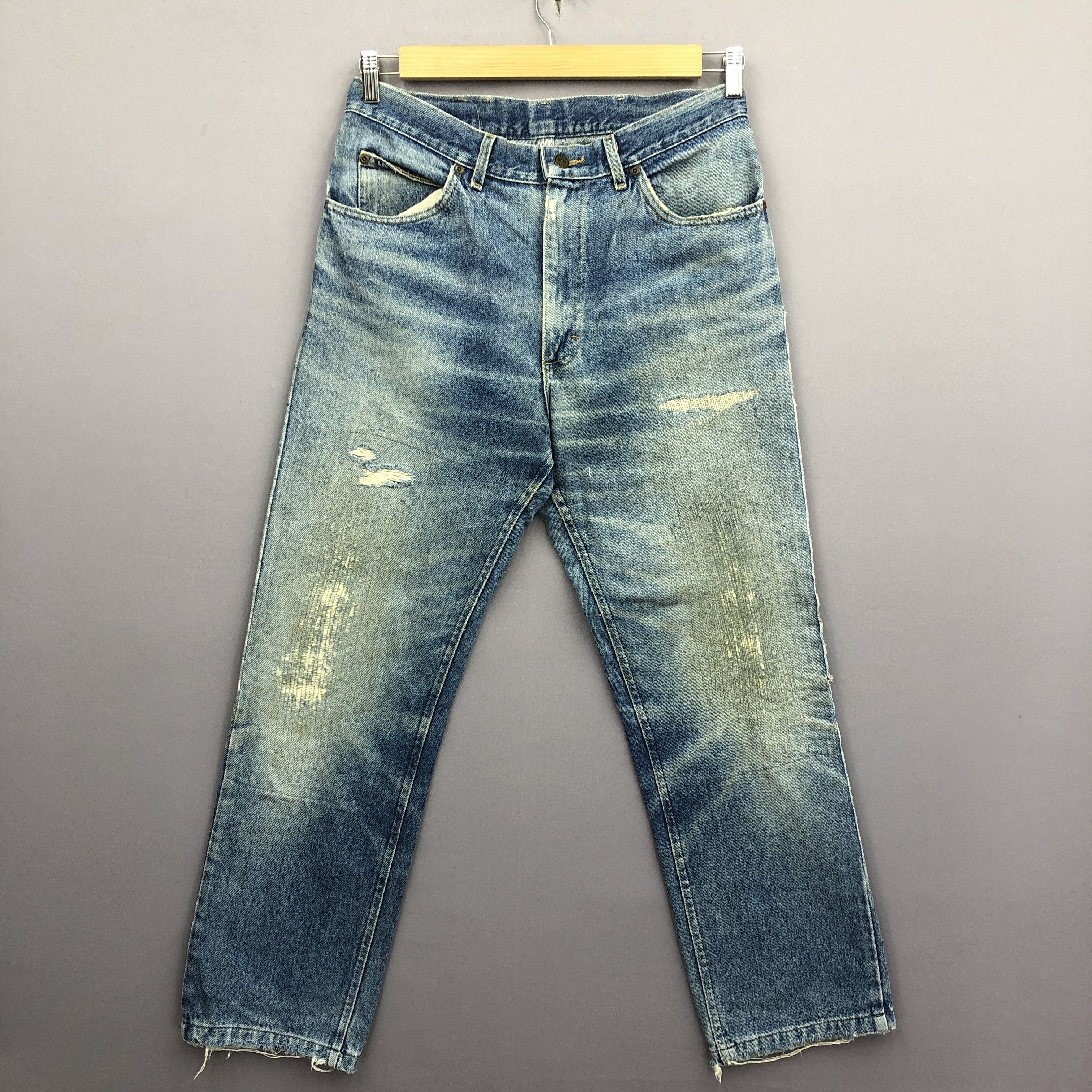 Jean × Lee × Vintage Vintage Lee Riders Distressed Jeans Faded Light Wash Denim Size US 30 / EU 46 - 1 Thumbnail