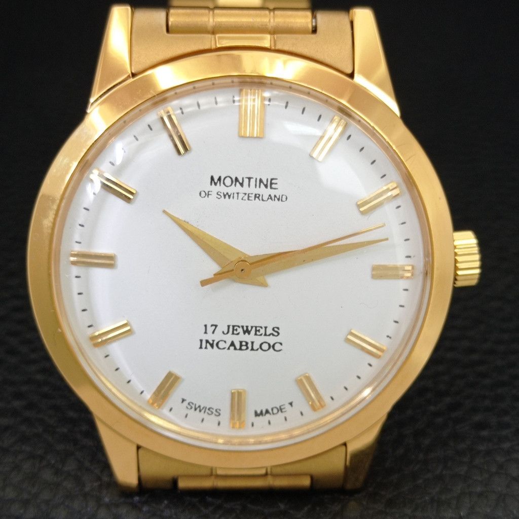 Other VINTAGE MONTINE HAND-WINDING SWISS MENS WATCH a444173 Size 38 - 4 Thumbnail