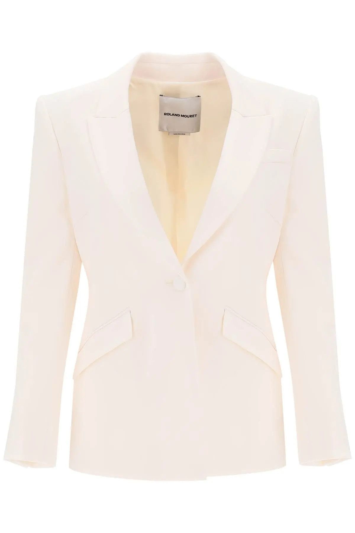 image of Roland Mouret O1S22I1N1223 Crepe Satin Tailoring Jacket In White, Women's (Size Medium)