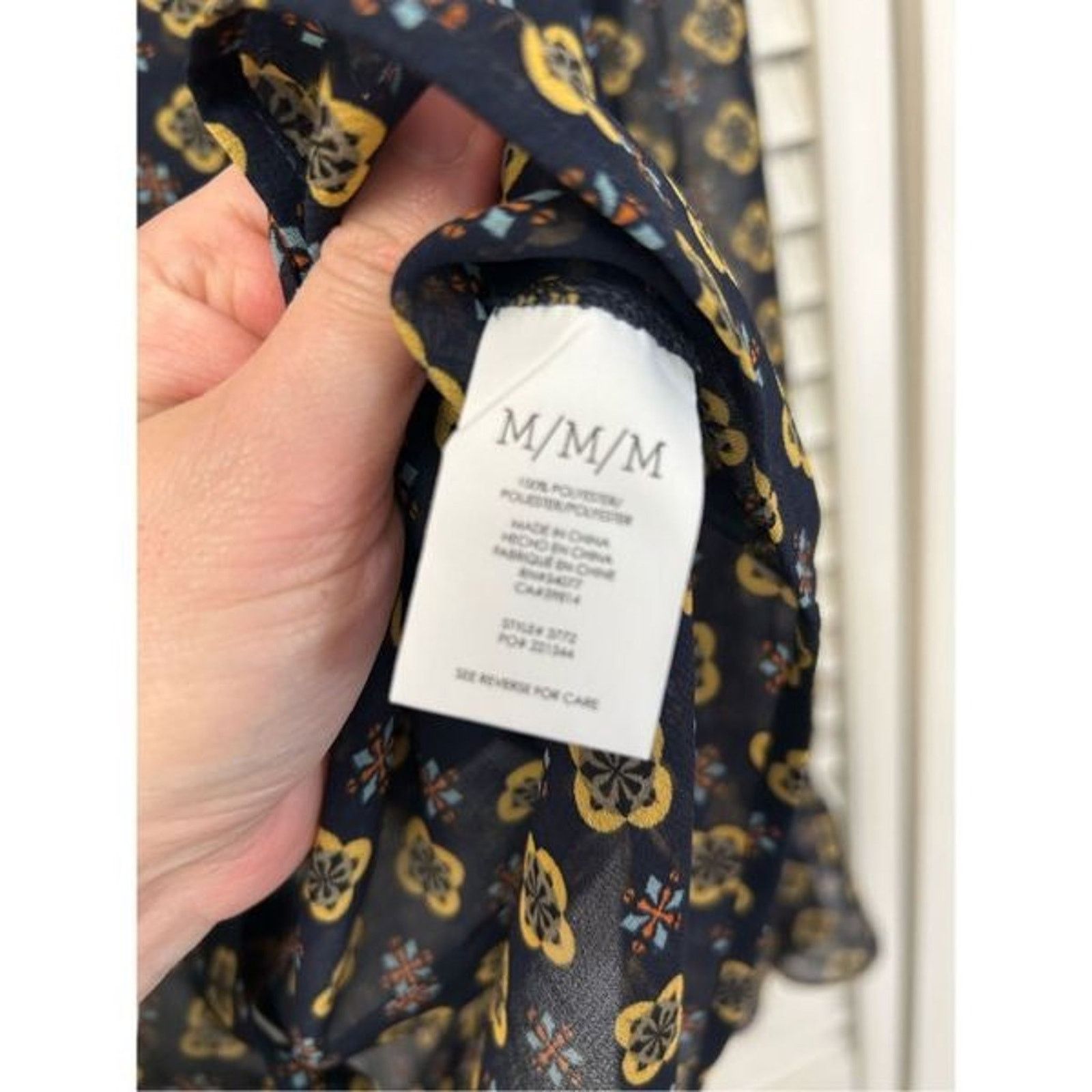 Anthropologie CAbi Mosaic Blouse Blue Yellow Top #3773 Sz Medium, MSRP $89 Size M / US 6-8 / IT 42-44 - 10 Thumbnail