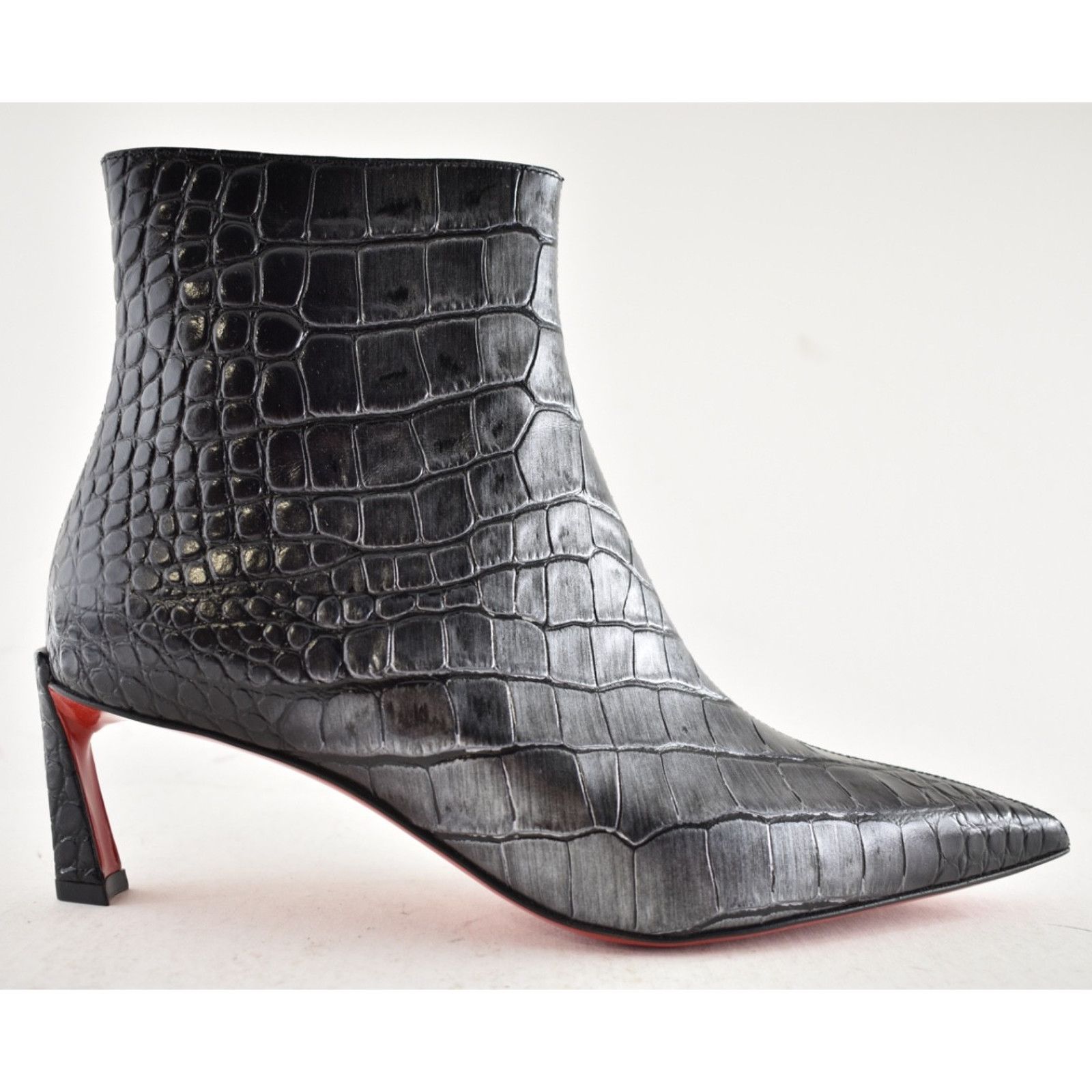 Christian Louboutin Christian Louboutin Condora Booty 55 Black Silver Croc Ali Size US 8 / IT 38 - 2 Thumbnail