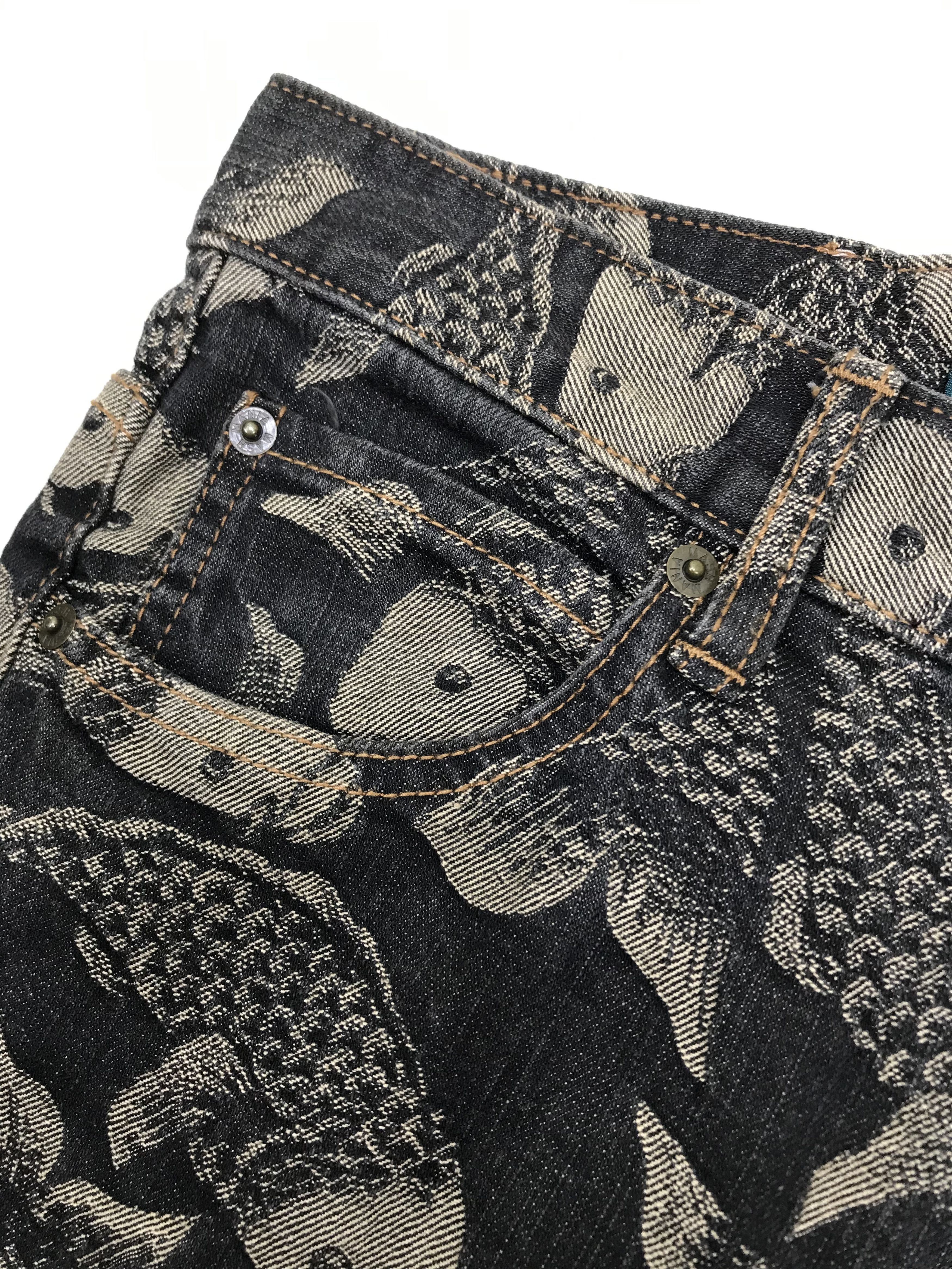 If Six Was Nine Vintage Japanese Art Embroidered Koi Fish Flare Jeans Size US 29 - 10 Thumbnail