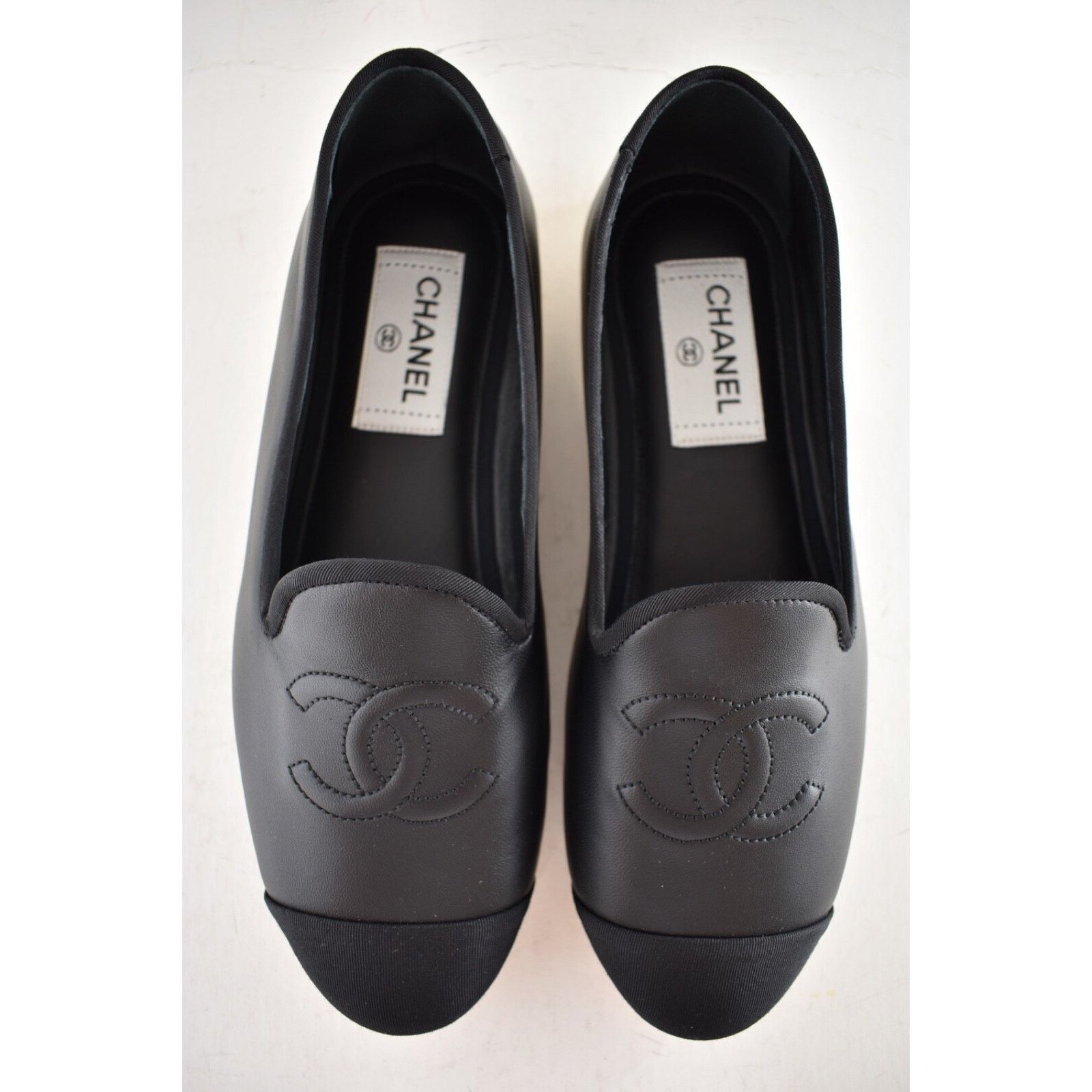 Chanel Chanel 23S Black Lambskin Grosgrain CC Logo Gold Heel Size US 7 / IT 37 - 12 Thumbnail