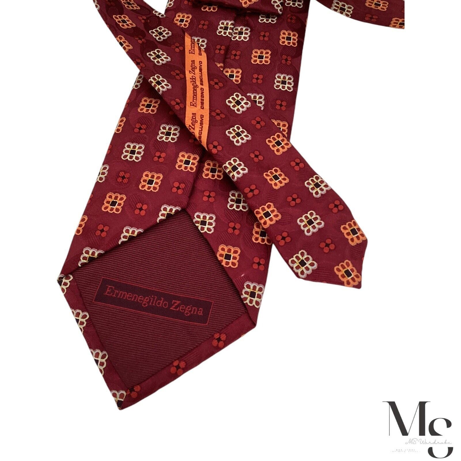 Ermenegildo Zegna ERMENEGILDO ZEGNA Burgundy Geometric Silk Tie Made In Italy Size ONE SIZE - 6 Thumbnail