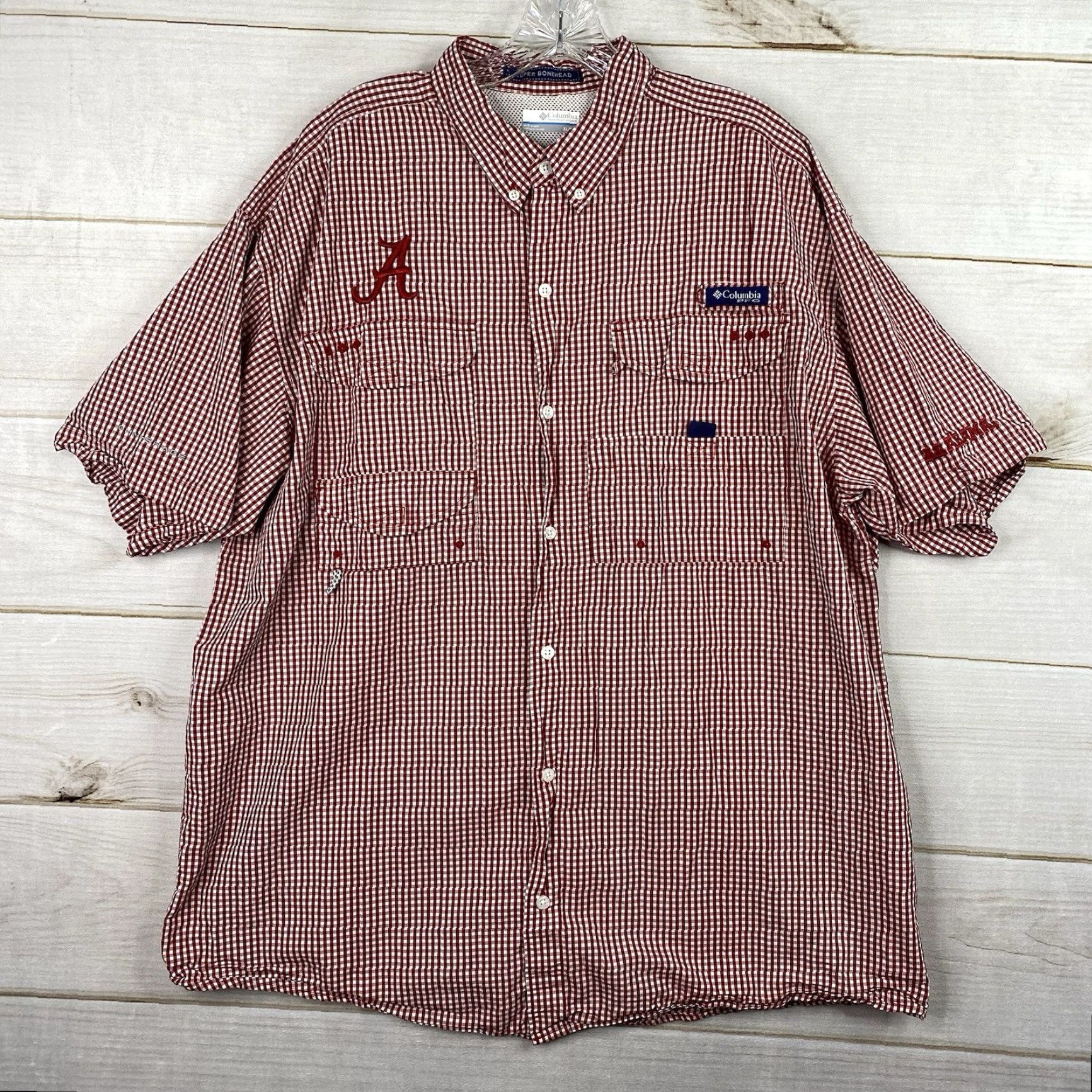 Vintage VINTAGE Columbia PFG Super Bonehead Fishing Shirt Mens XL Red Check Alabama Crimson Tide Size US XL / EU 56 / 4 - 2 Thumbnail