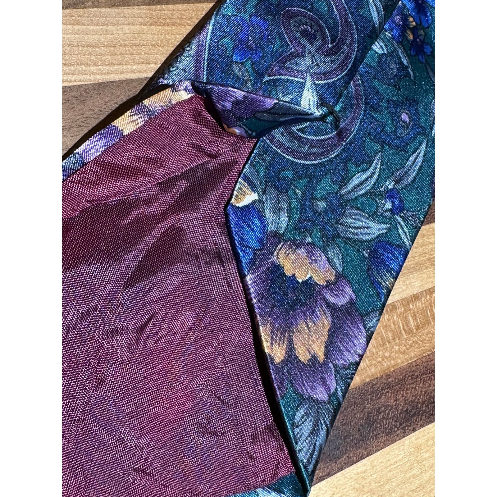 Haggar Haggar Floral Green and Purple Tie Size ONE SIZE - 4 Thumbnail