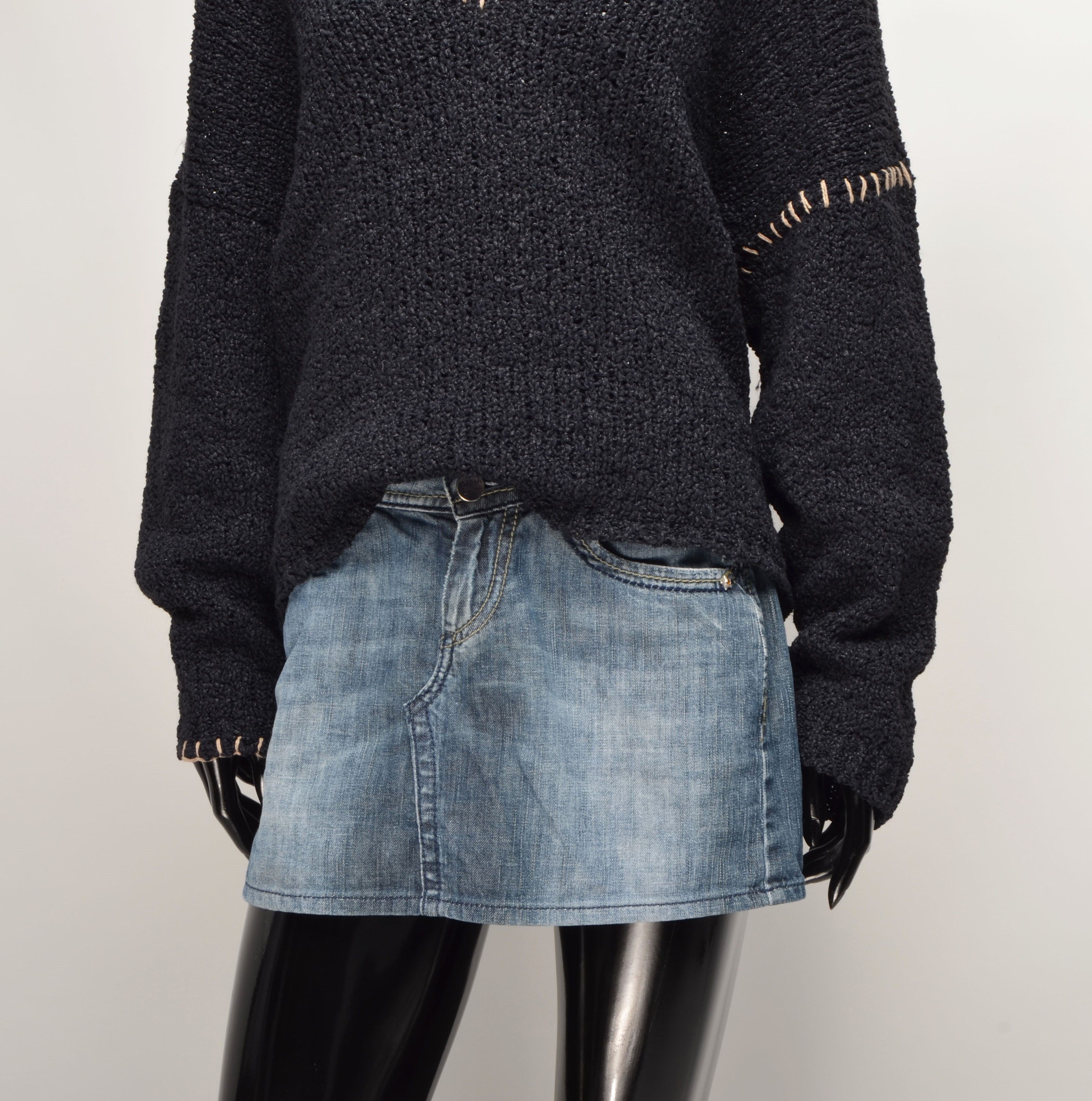 Other TELA Knitted Navy Oversized V-neck Grunge Sweater Jumper Size M / US 6-8 / IT 42-44 - 3 Thumbnail
