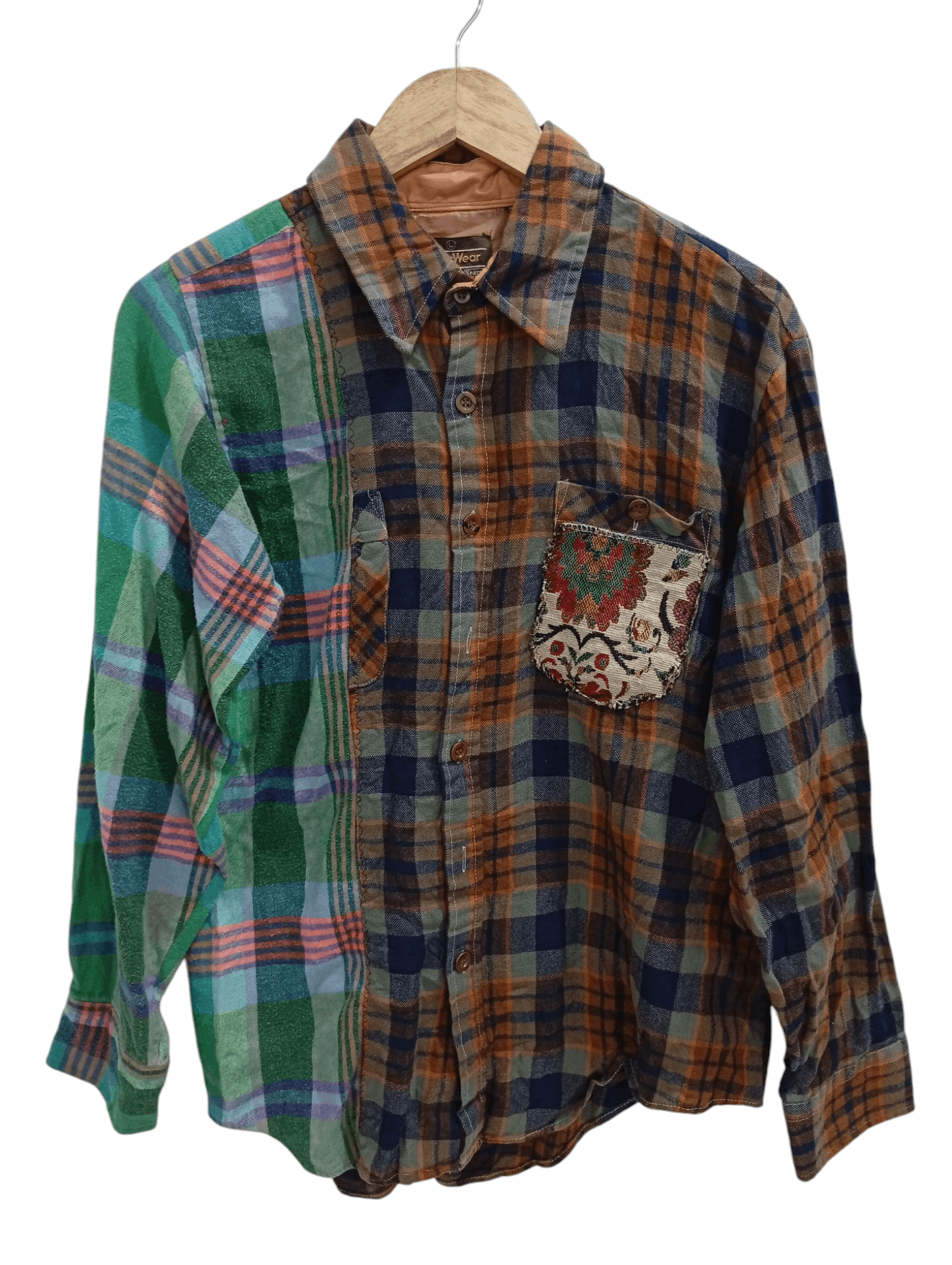 Flannel × Sears × Vintage 🔥🔥Vintage Sears Patchwork Plaid Flannel Shirt Size US M / EU 48-50 / 2 - 1 Thumbnail