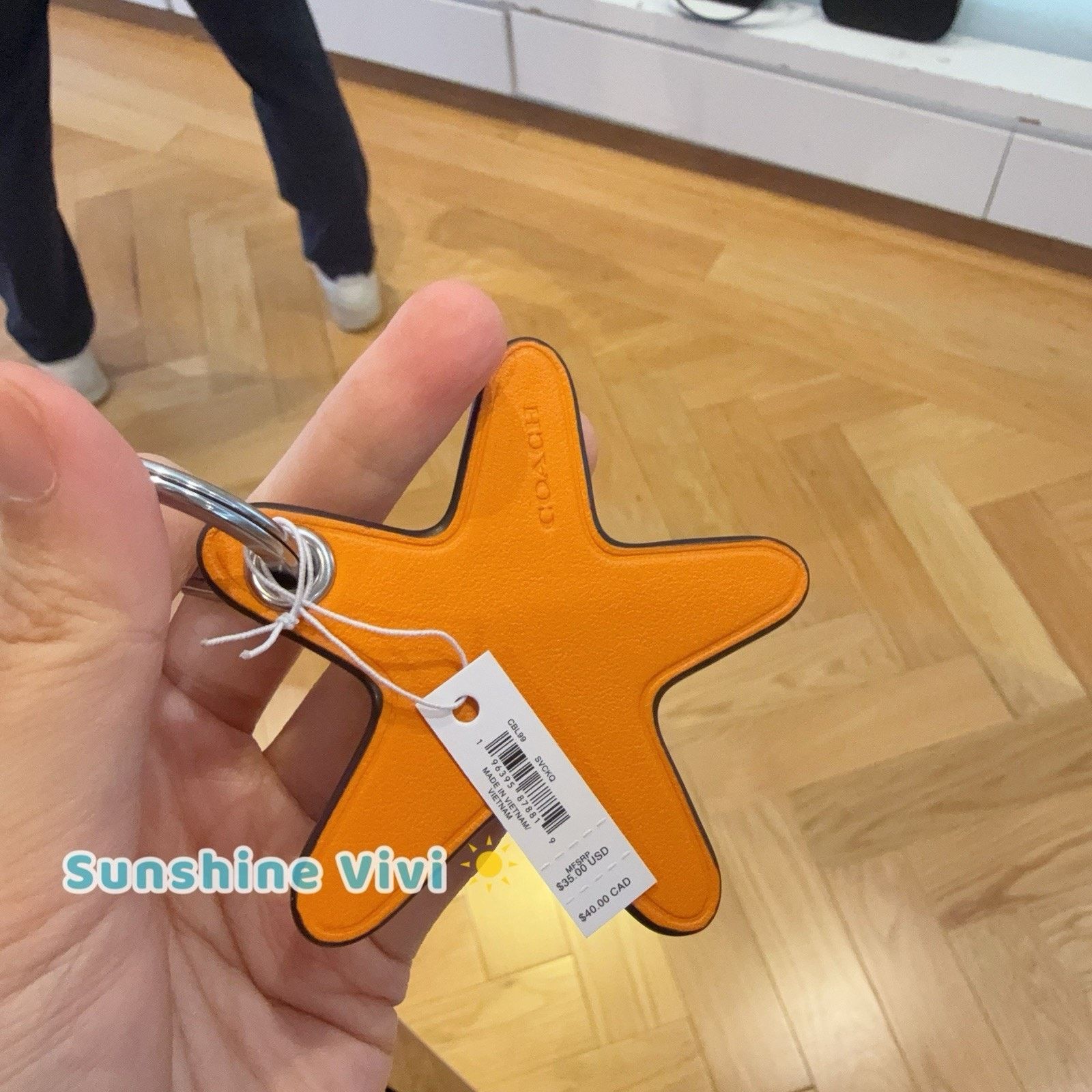 NWT COACH CBL99 Star Bag Charm Silver/Bright Mandarin