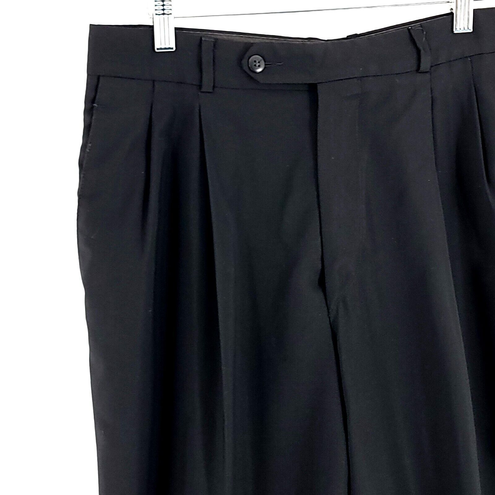 Hugo Boss DAMAGED Hugo Boss Black Wool Pleated Cuffed High Rise Dress Size 34R - 2 Thumbnail