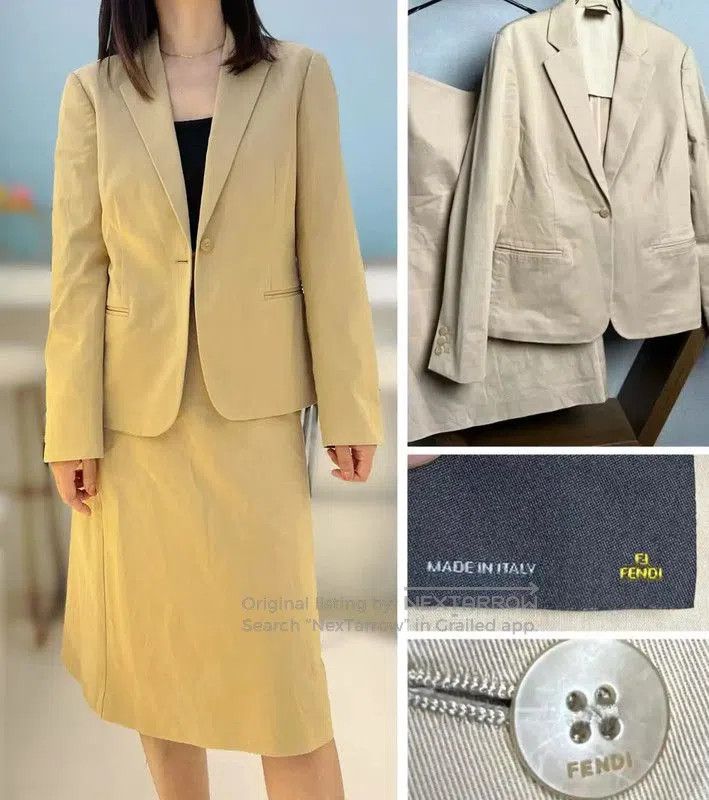 Fendi Fendi Khaki Cotton Women's Jacket . Size XXS / US 00 / IT 34 - 1 Thumbnail
