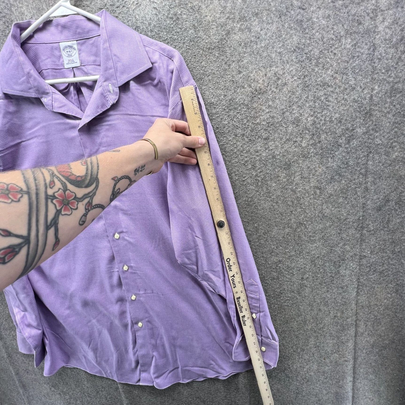 Brooks Brothers Brooks Brothers Dress Shirt Mens 18 6/7 Purple Check Slim Fit 346 Non Iron Shirt Mens 18 6/7 Purple Check Slim Fit 346 Non Iron Size 48R - 5 Thumbnail