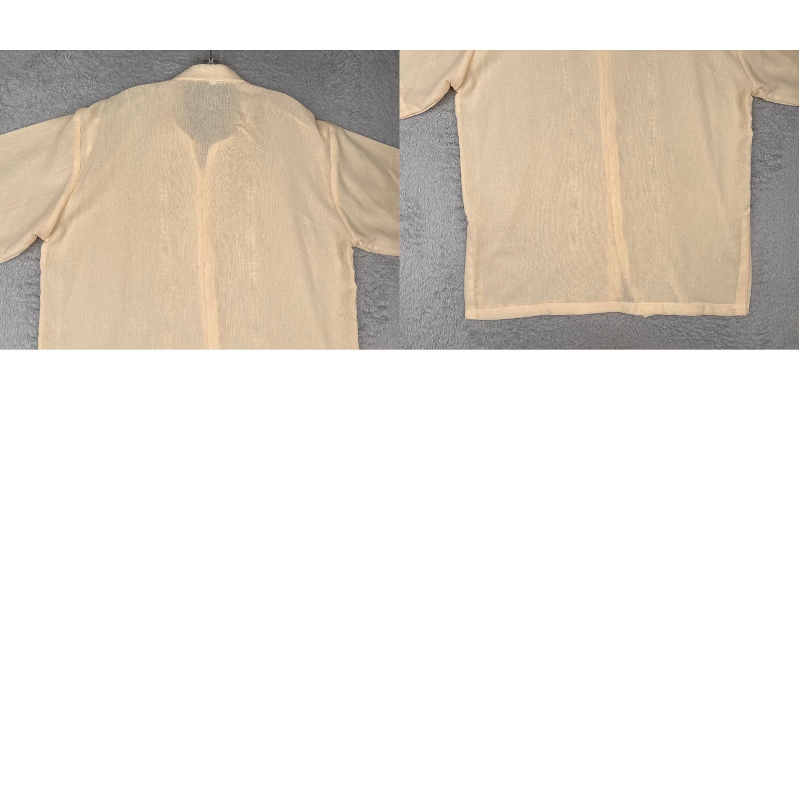 Vintage Guayabera Shirt Adult Large Beige Polyester Blend Floral Embroidered Size US L / EU 52-54 / 3 - 9 Thumbnail