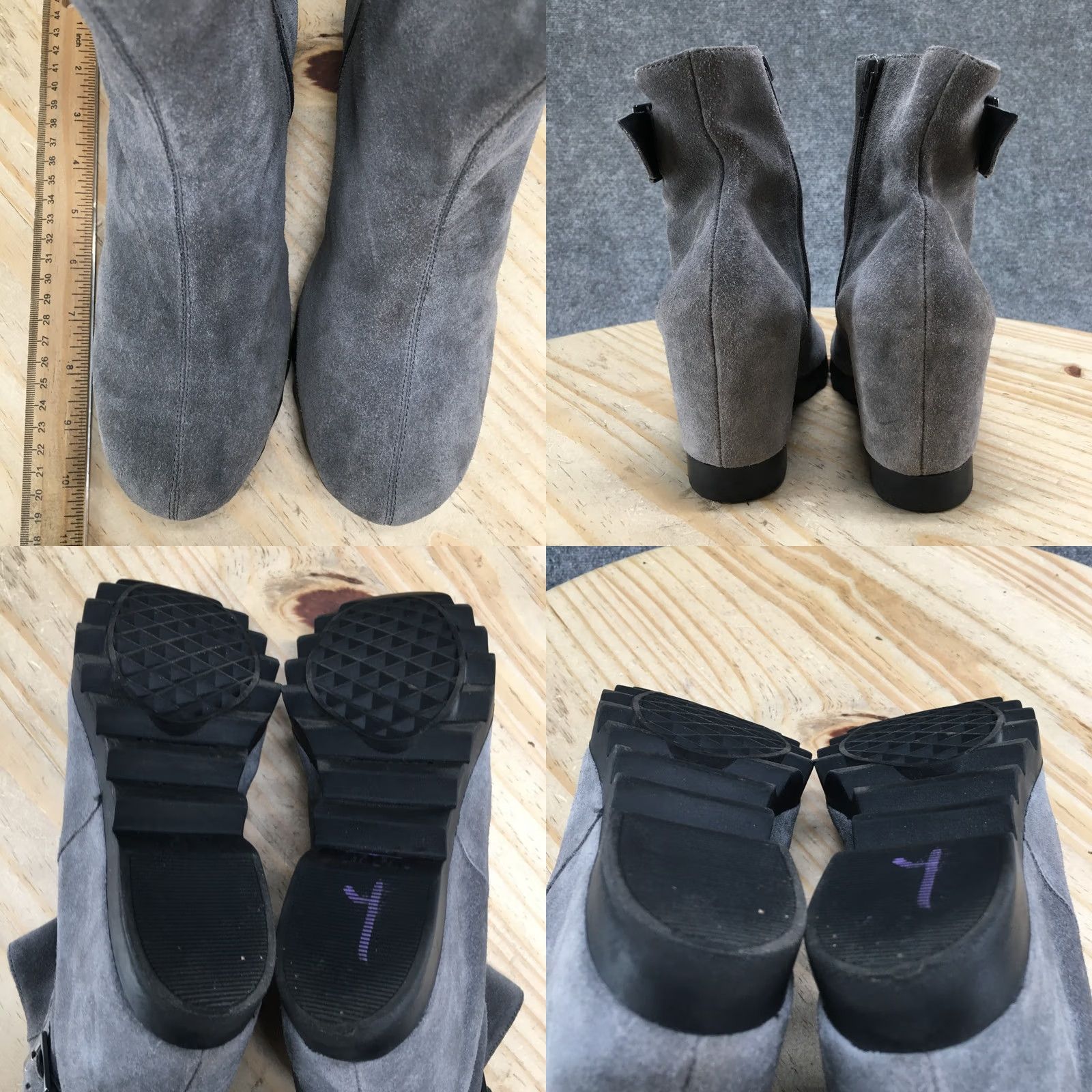Vintage Aerosoles Boots Womens 9.5 M Confidential Bootie Gray Leather Casual Wedge Heels Boots Size US 10 / IT 40 - 8 Thumbnail