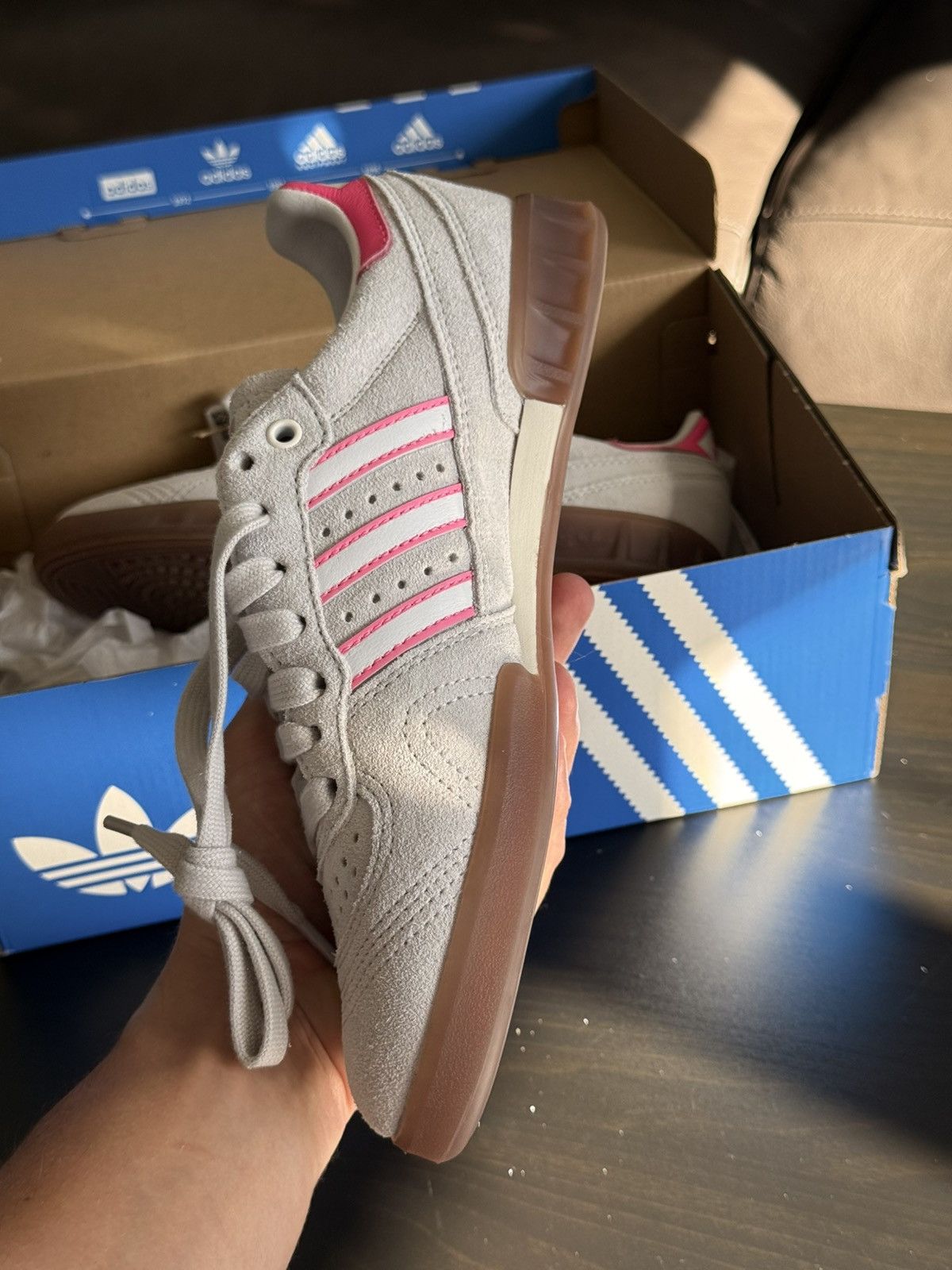 Adidas adidas Handball Originals Gray Lucid Pink Suede Gum JR3656 Size US 7.5 / IT 37.5 - 6 Thumbnail
